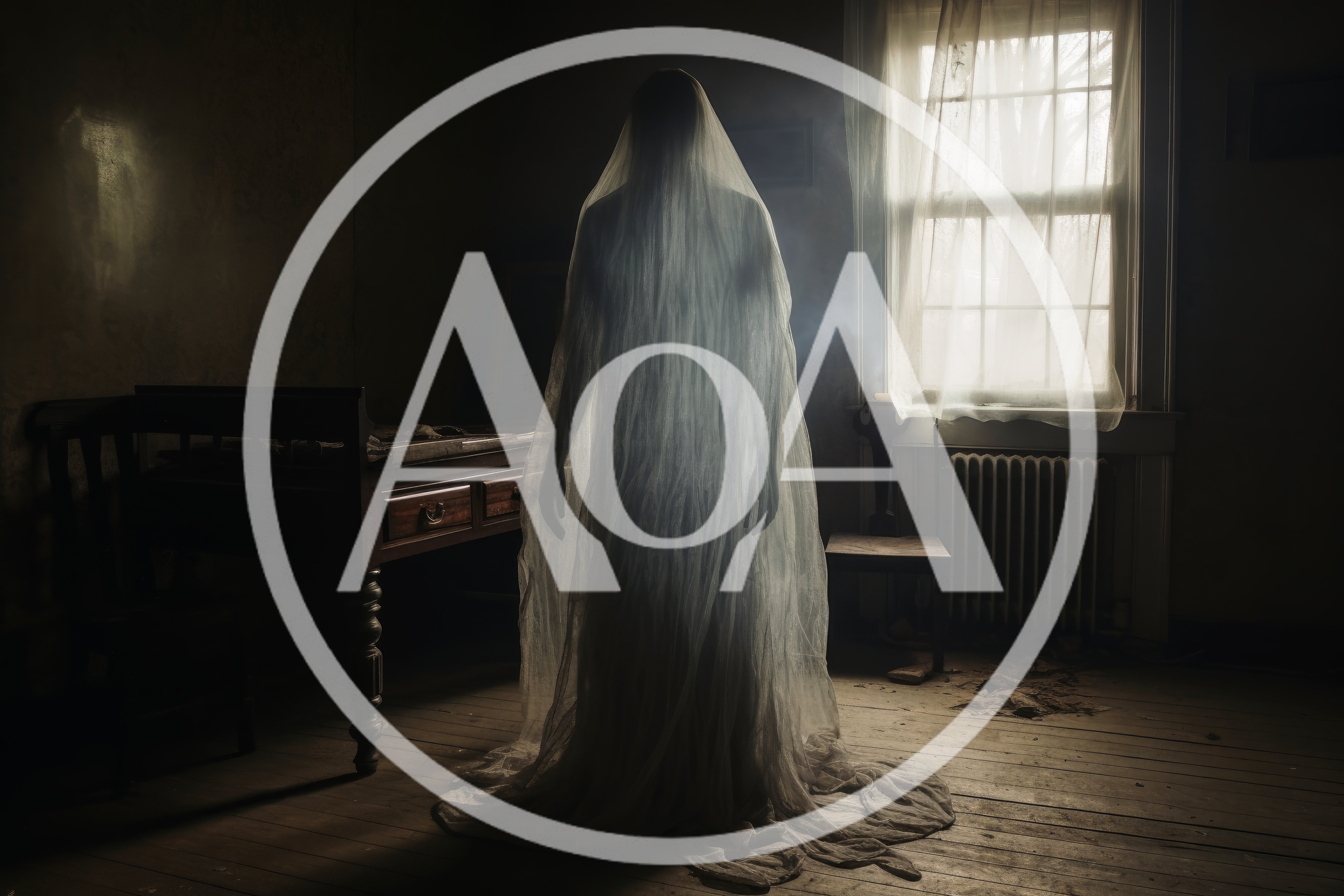 Ghostly Figure Standing In A Dark Abandoned Room