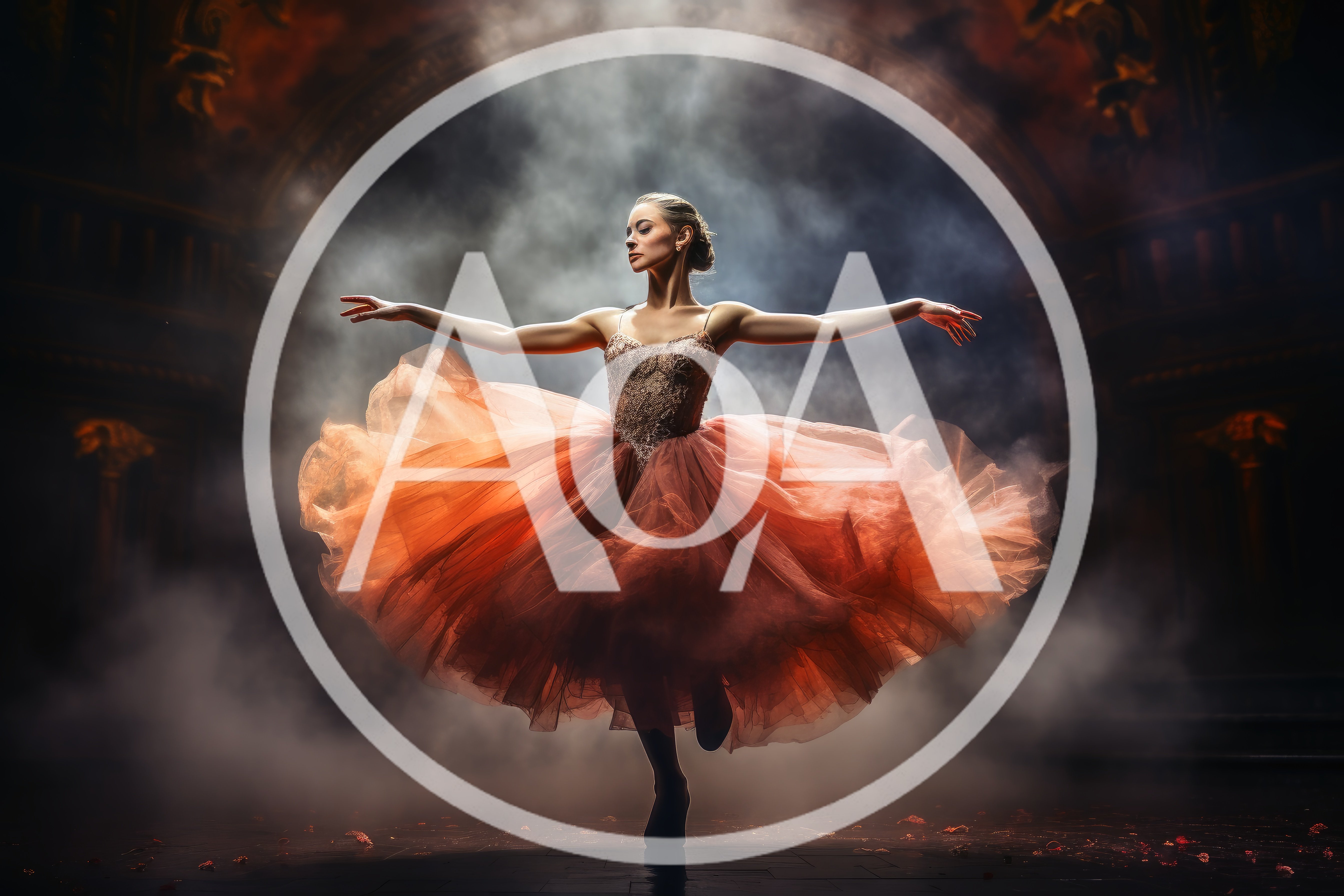 Ballerina Performing In A Dramatic Orange Tulle Dress