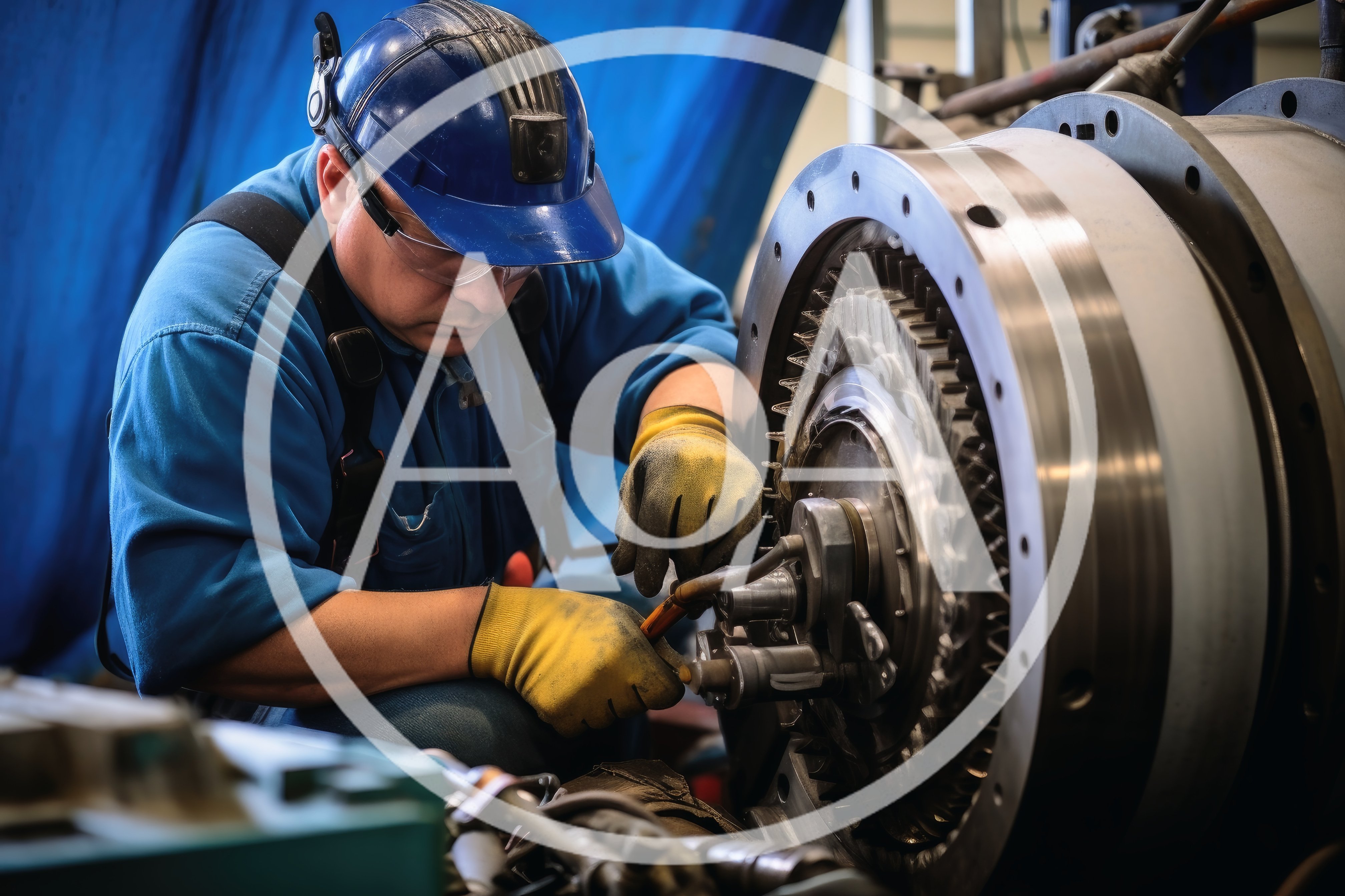 Industrial Technician Repairing Large Turbine Machinery