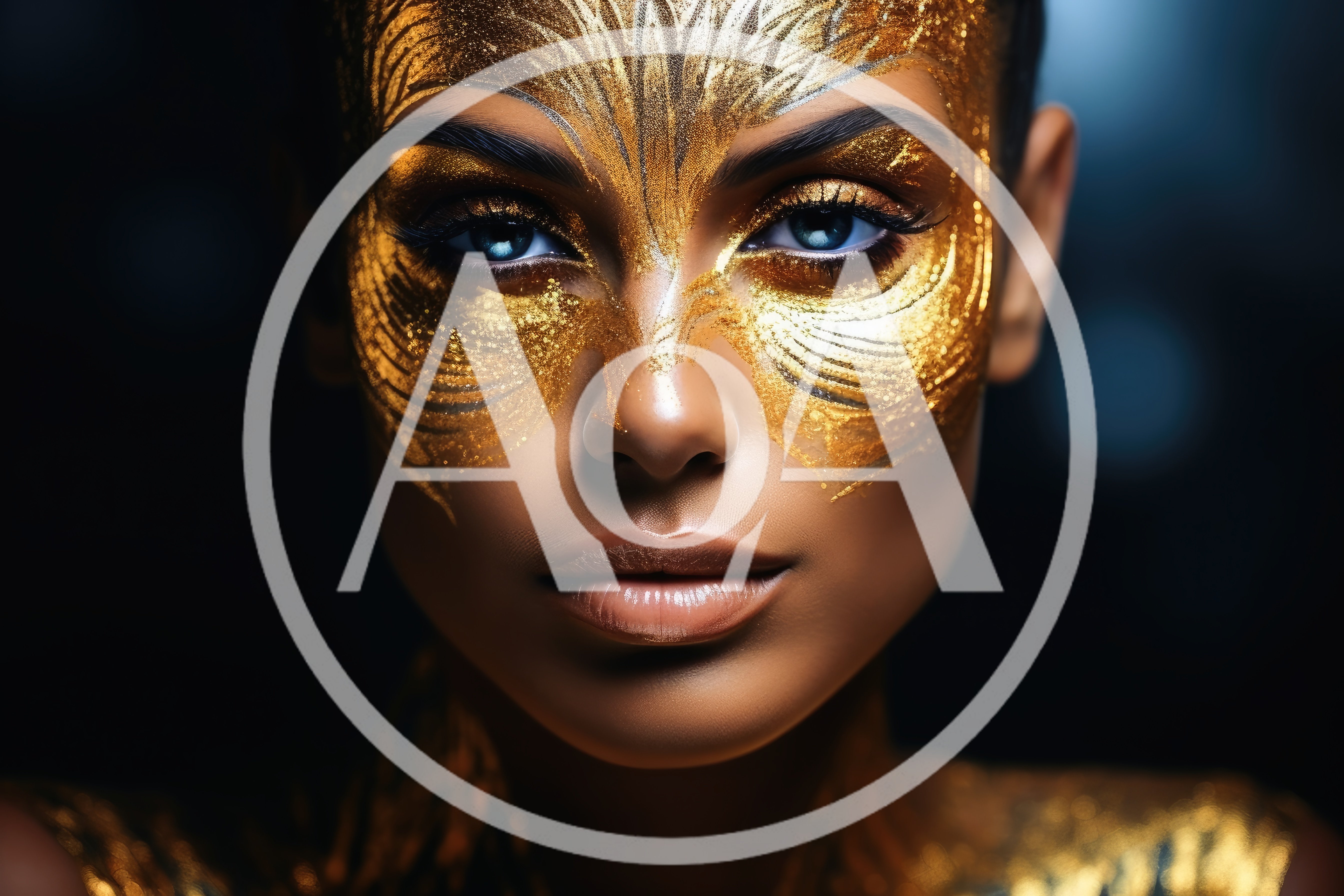 Portrait Of A Woman With Intricate Gold Face Paint