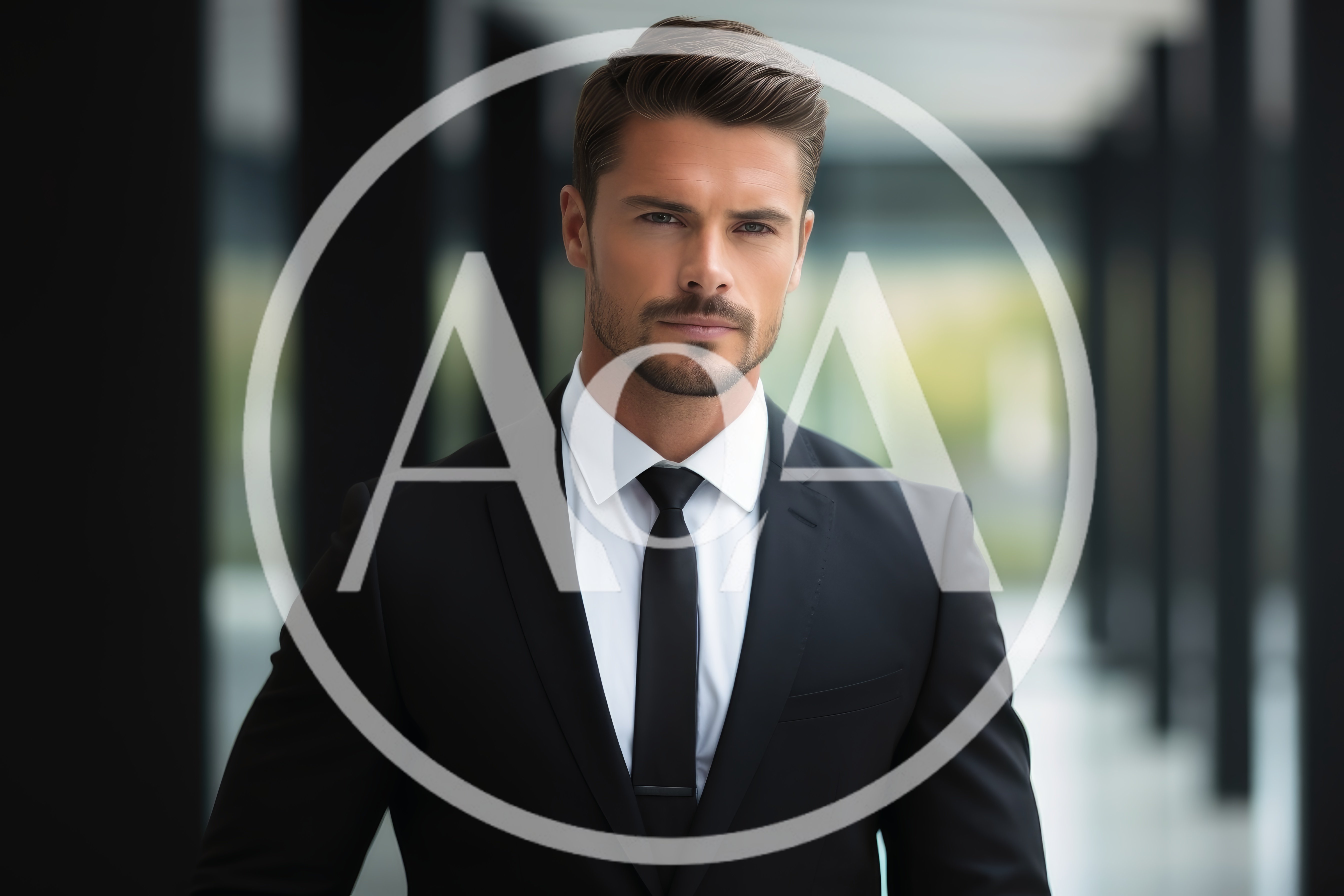 Professional Businessman Standing In Modern Office Hallway