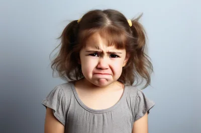 Portrait Of A Sad Little Girl Crying