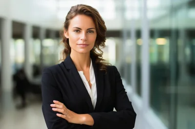 Professional Businesswoman Standing With Arms Crossed In Office