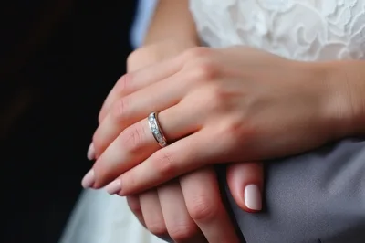 Close Up Of A Bride Wearing A Wedding Ring
