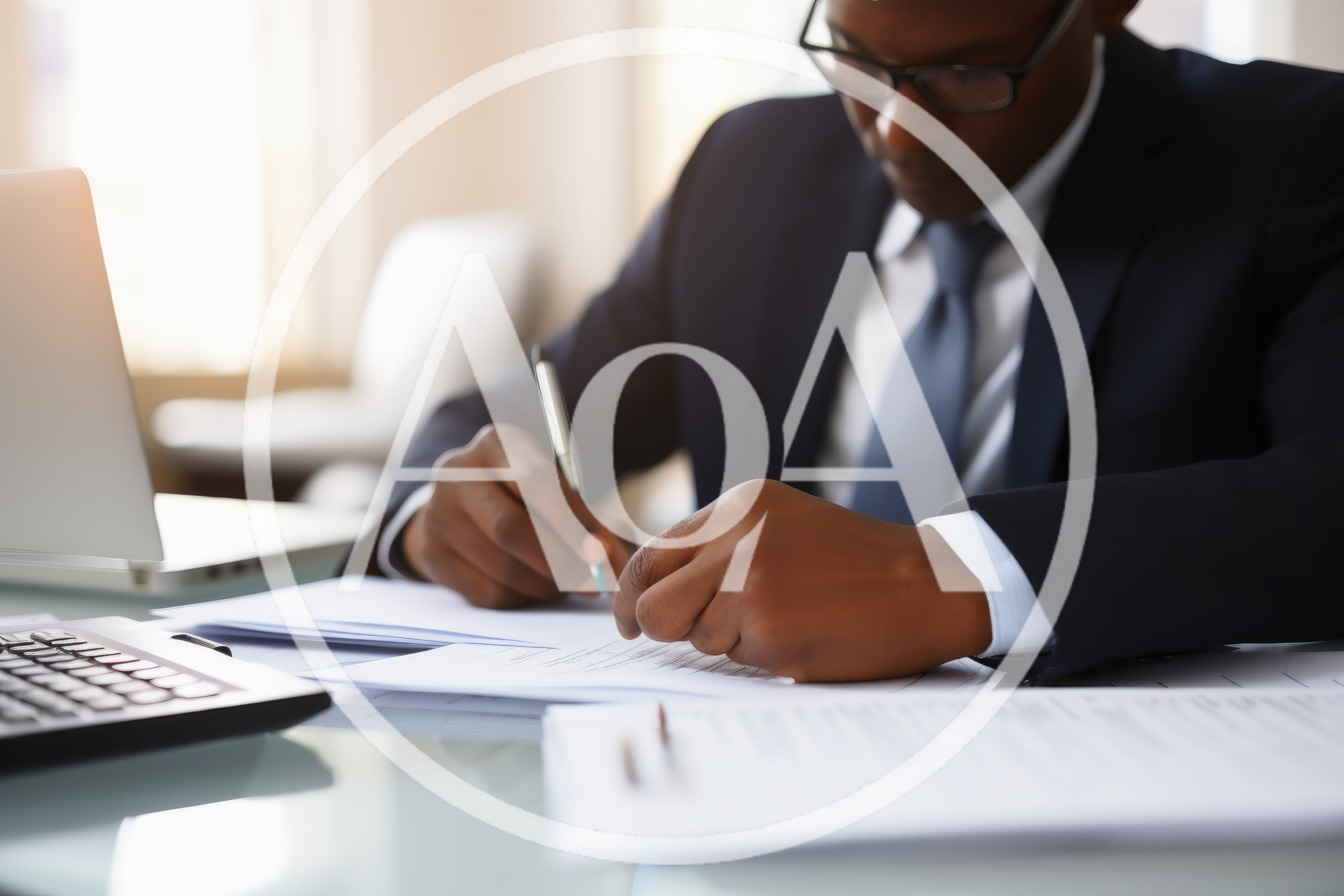 Professional Businessman Signing Documents At Office Desk
