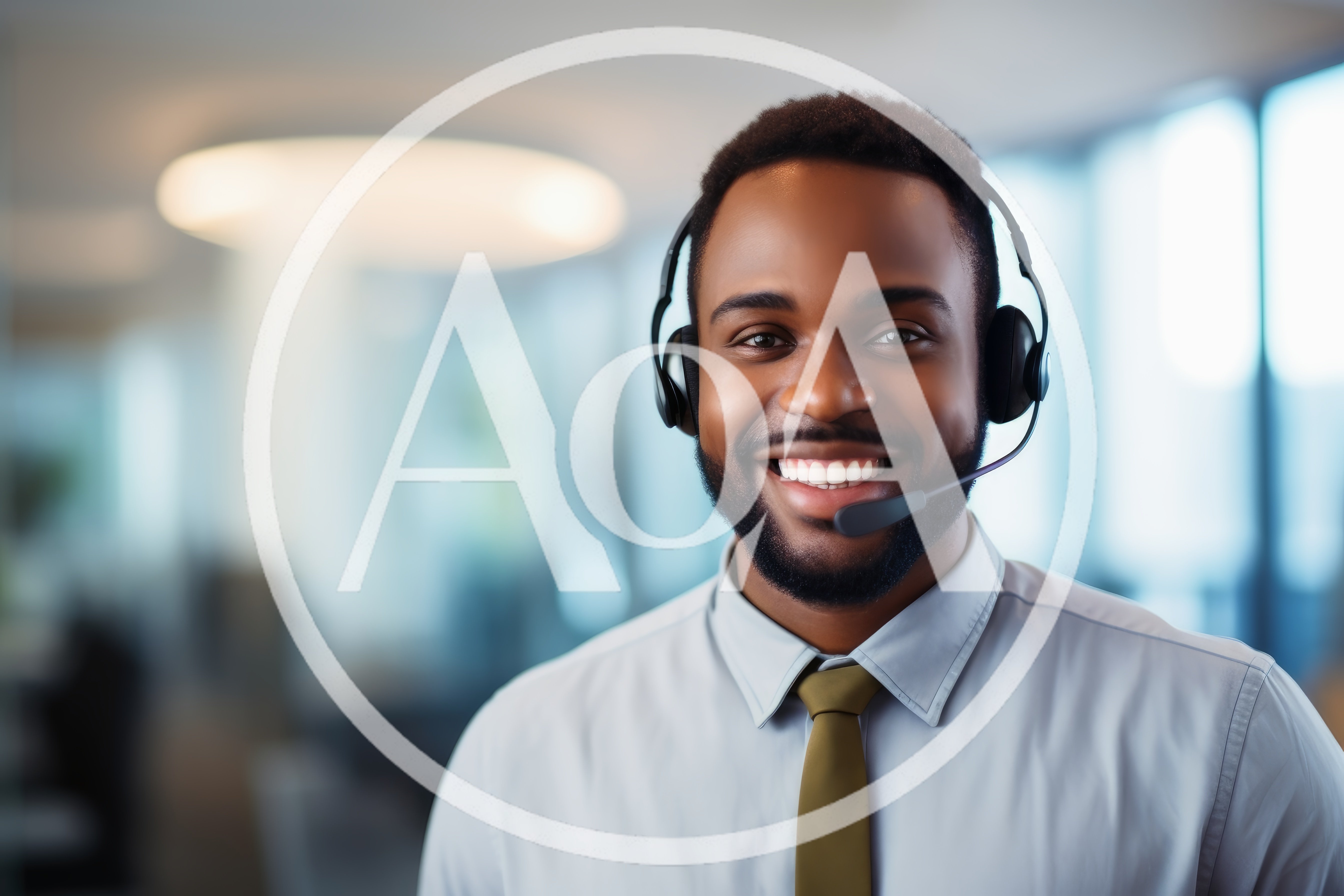 Smiling African American Customer Service Representative Wearing Headset