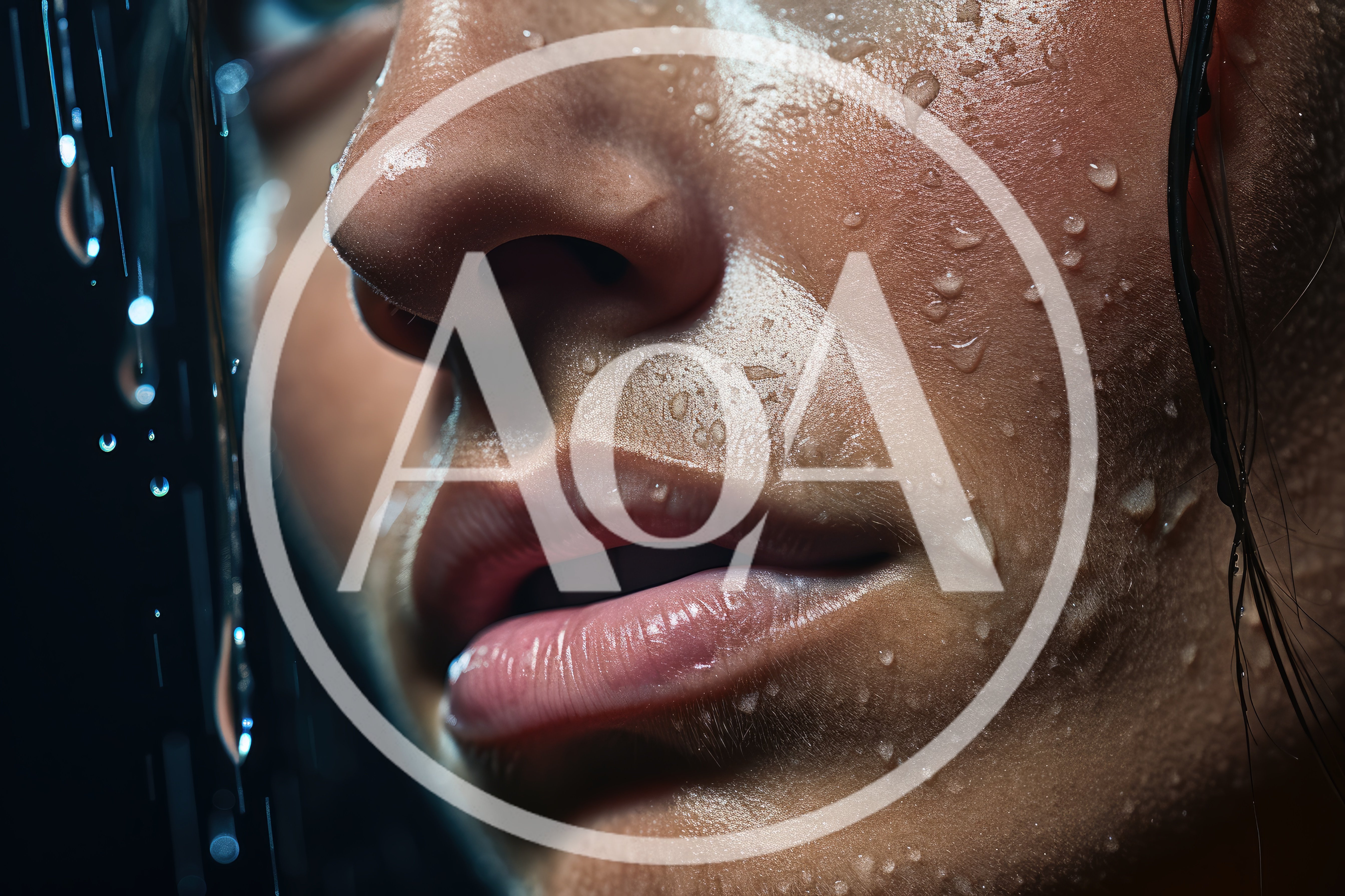 Close Up Of A Woman Face Under Water Stream