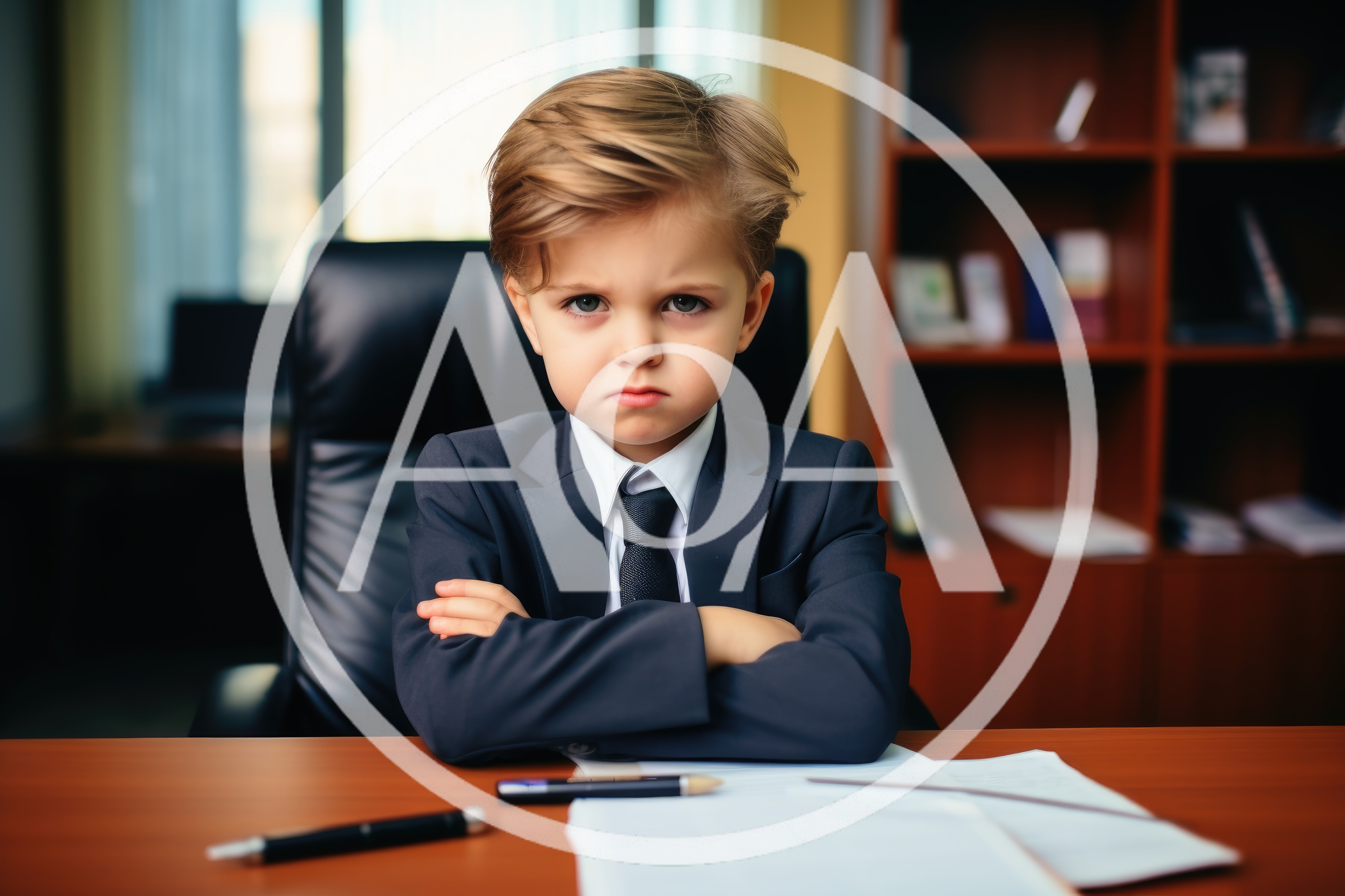 Serious Young Boy Dressed As A Business Executive