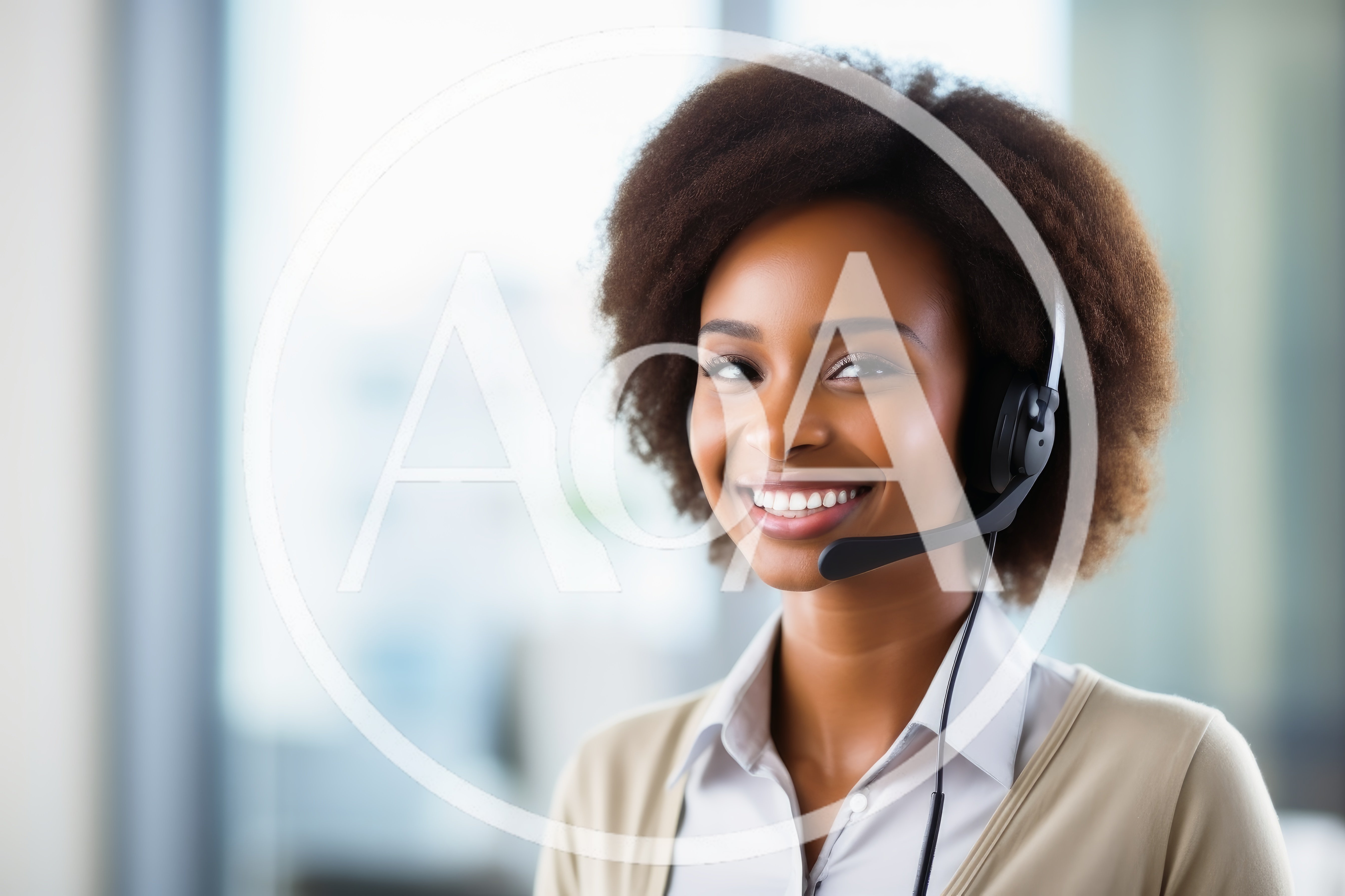 Friendly African American Customer Service Representative Wearing Headset