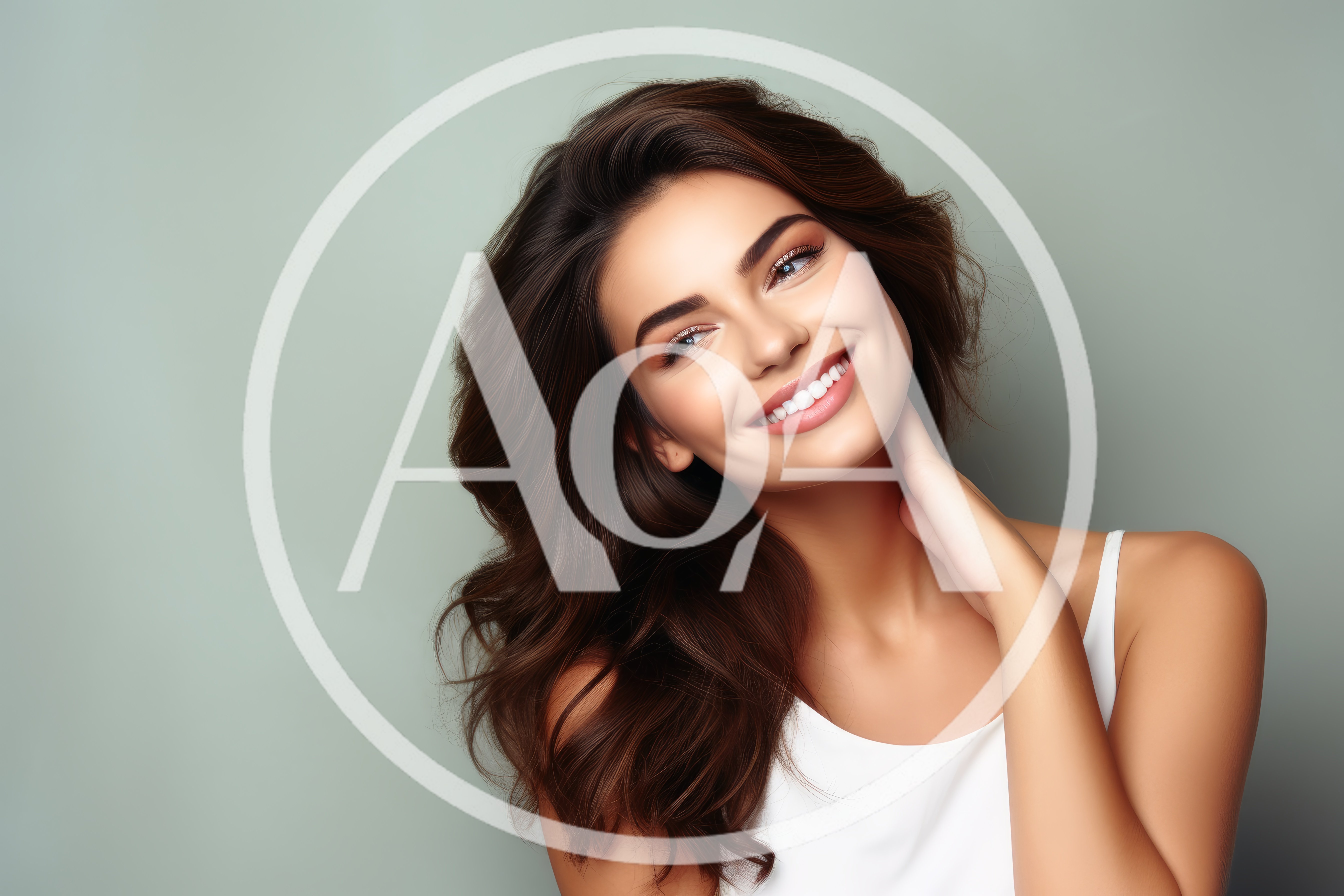 Portrait Of A Smiling Woman With Wavy Brown Hair
