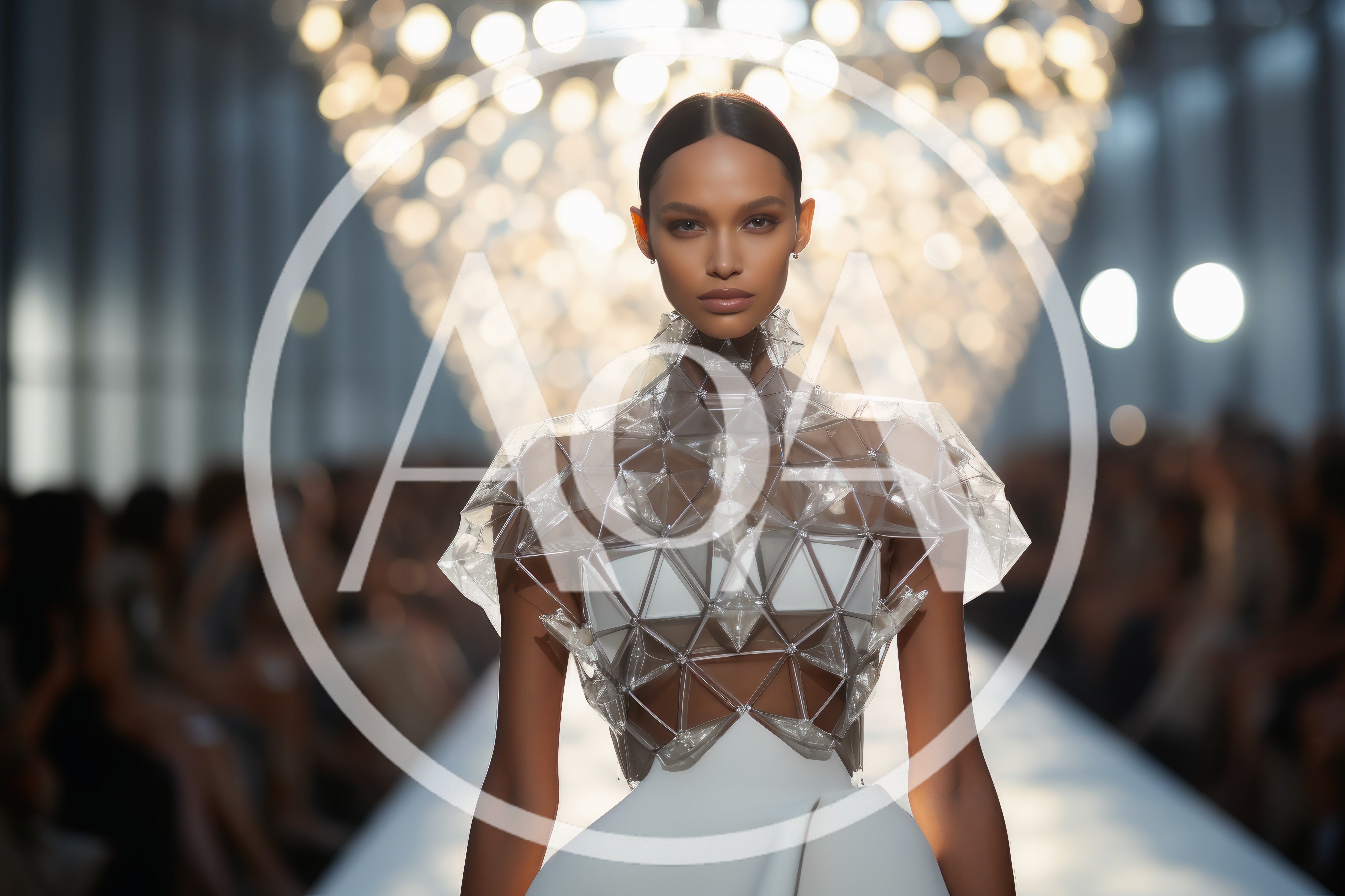 Futuristic Fashion Model Walking On Runway