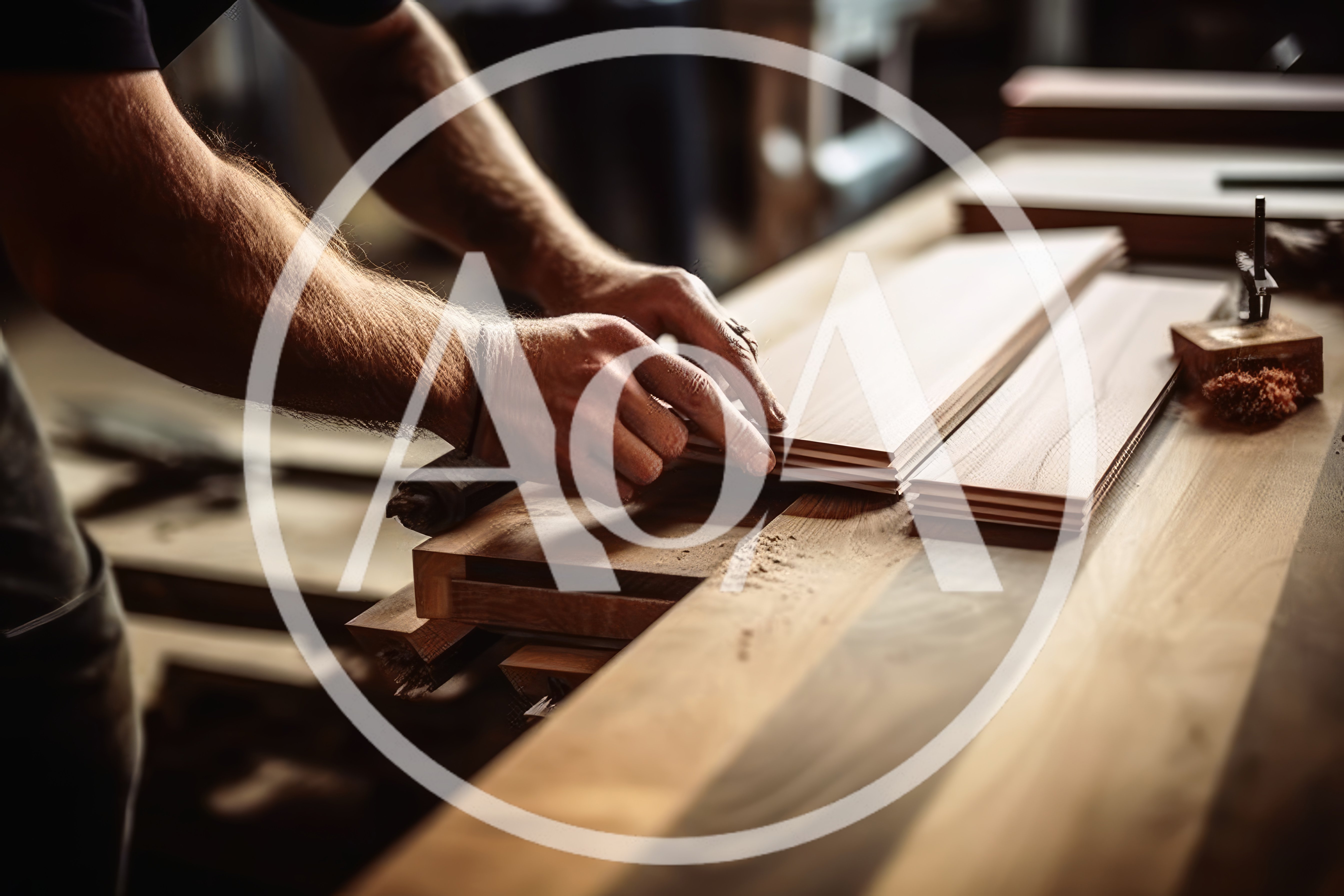 Carpenter Working With Wooden Planks In Workshop