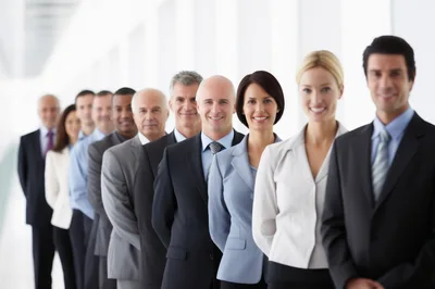 Diverse Professional Business Team Standing In A Row