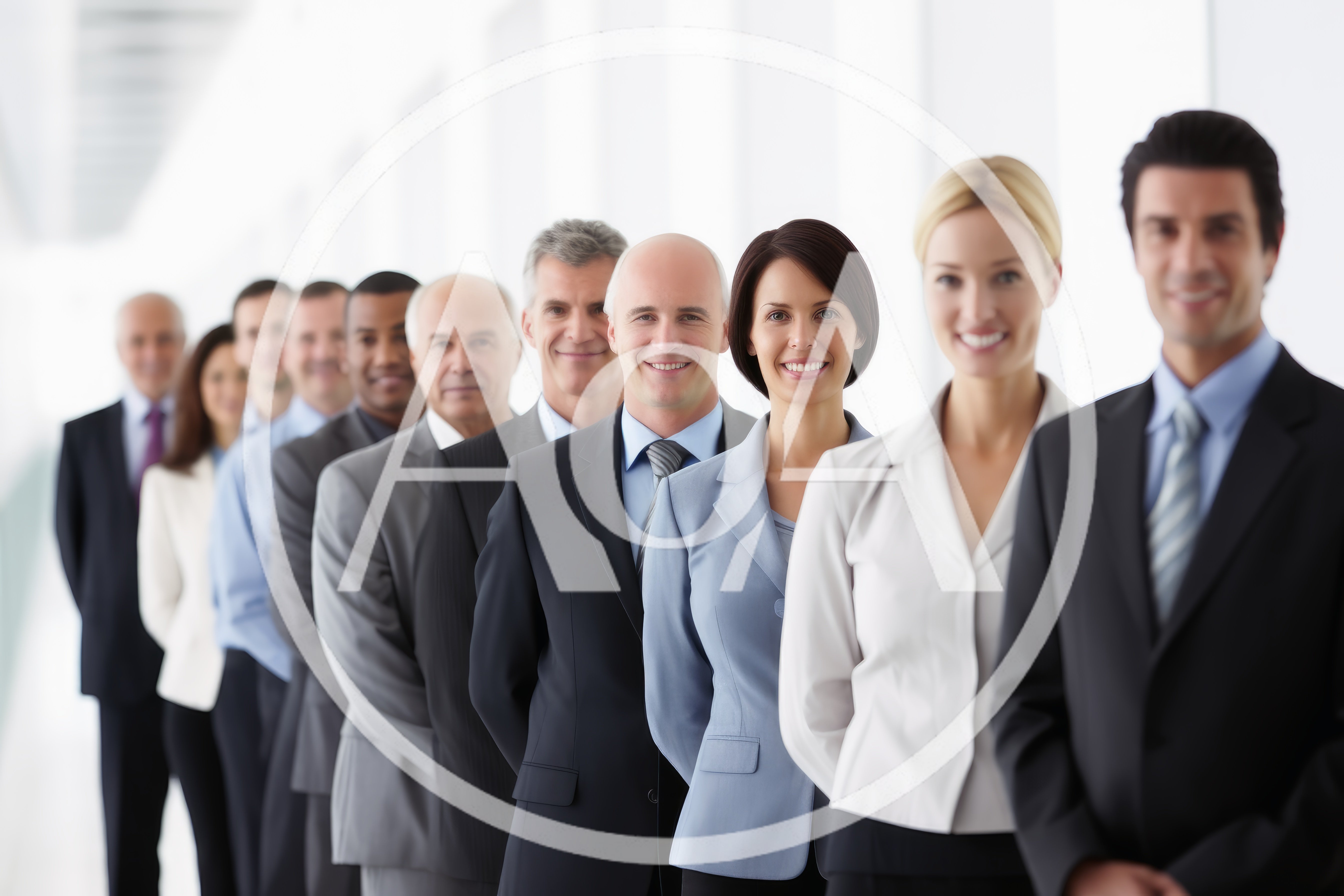 Diverse Professional Business Team Standing In A Row