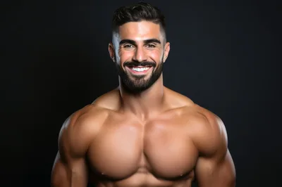 Portrait Of A Muscular Man With A Radiant Smile