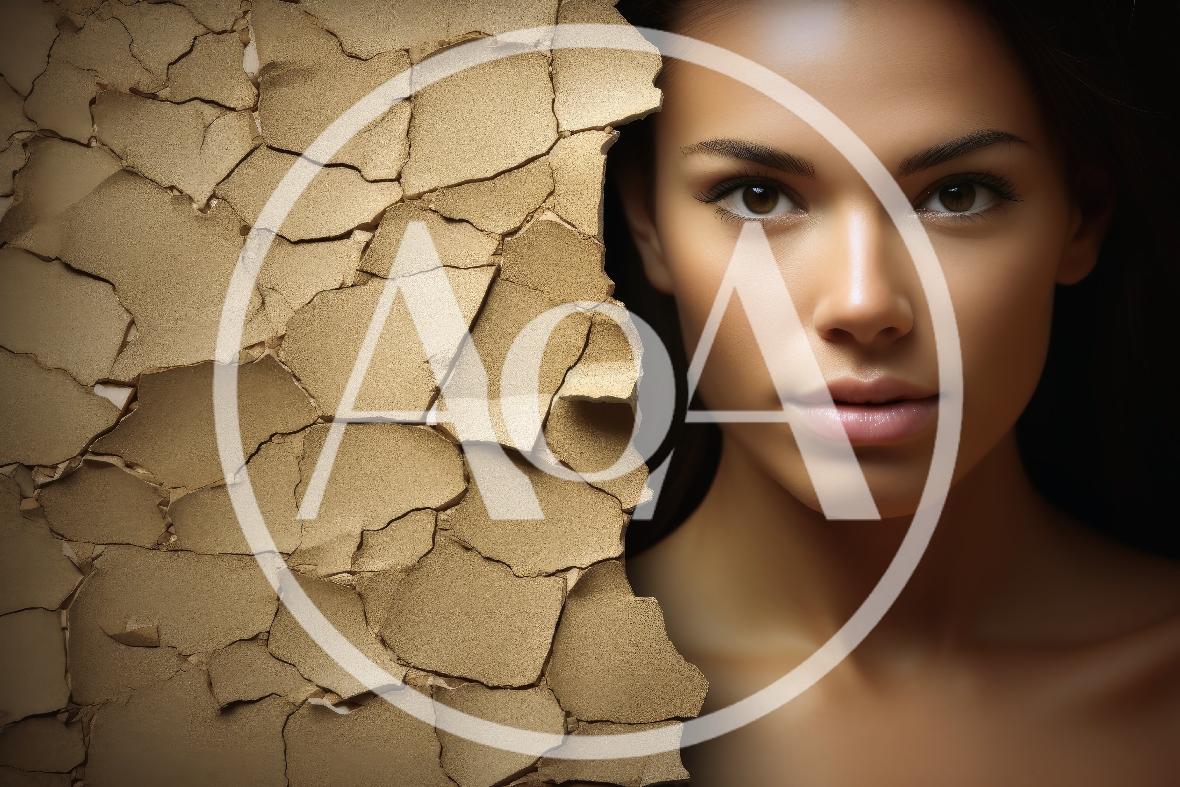 Portrait Of A Woman Beside Cracked Earth Texture