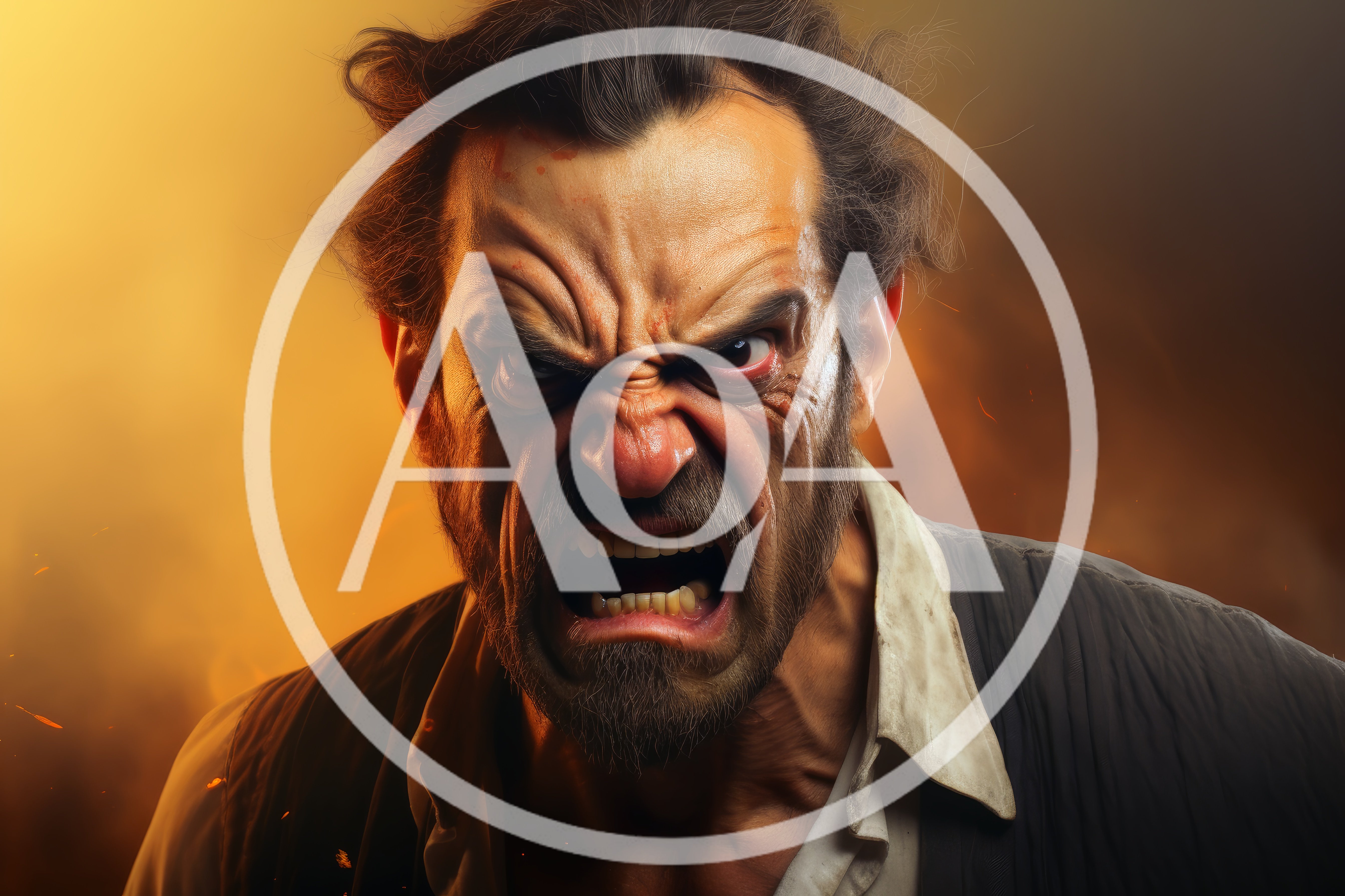 Angry Man With Intense Facial Expression And Disheveled Hair