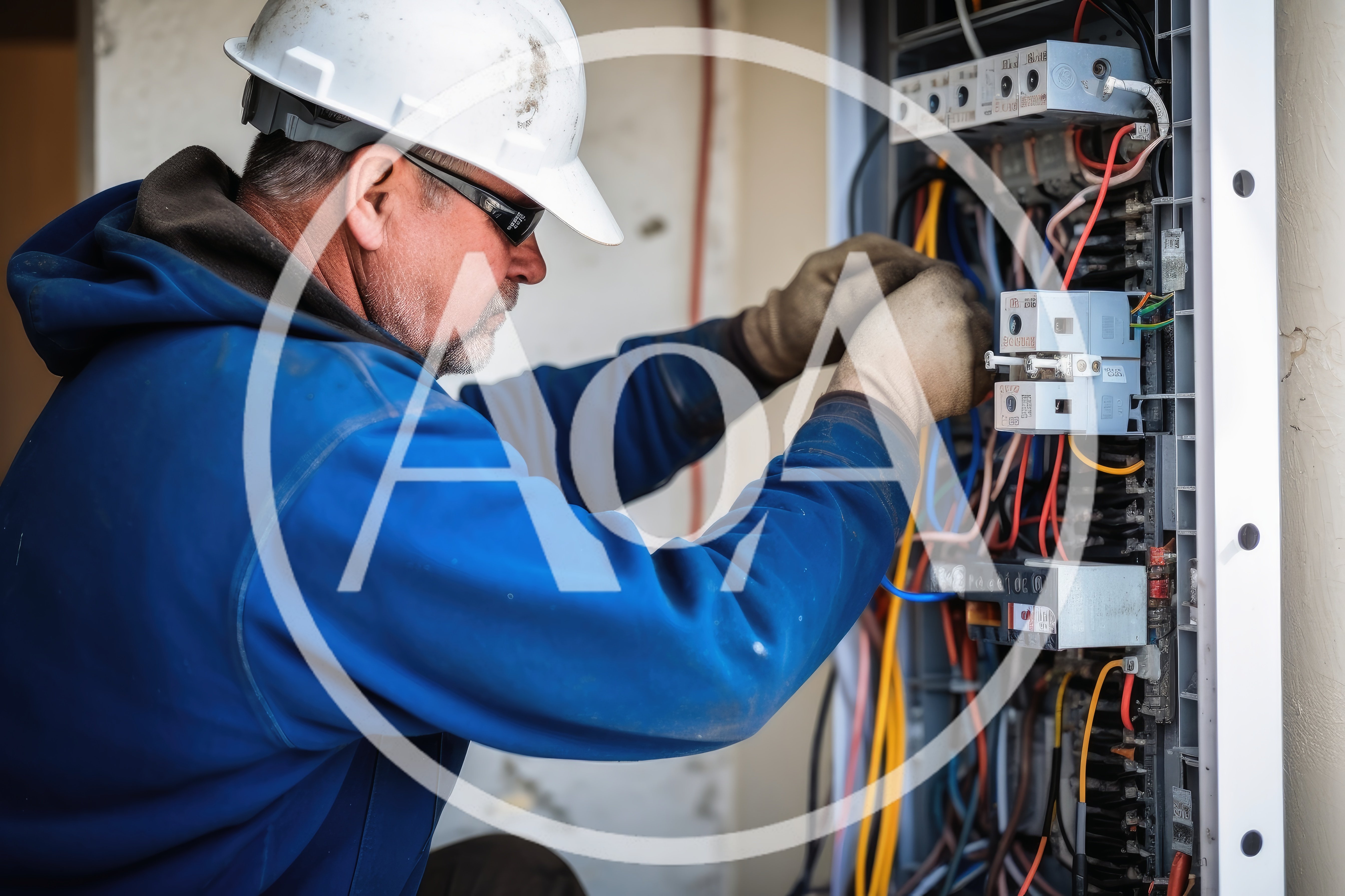 Electrician Working On Electrical Panel In Industrial Setting