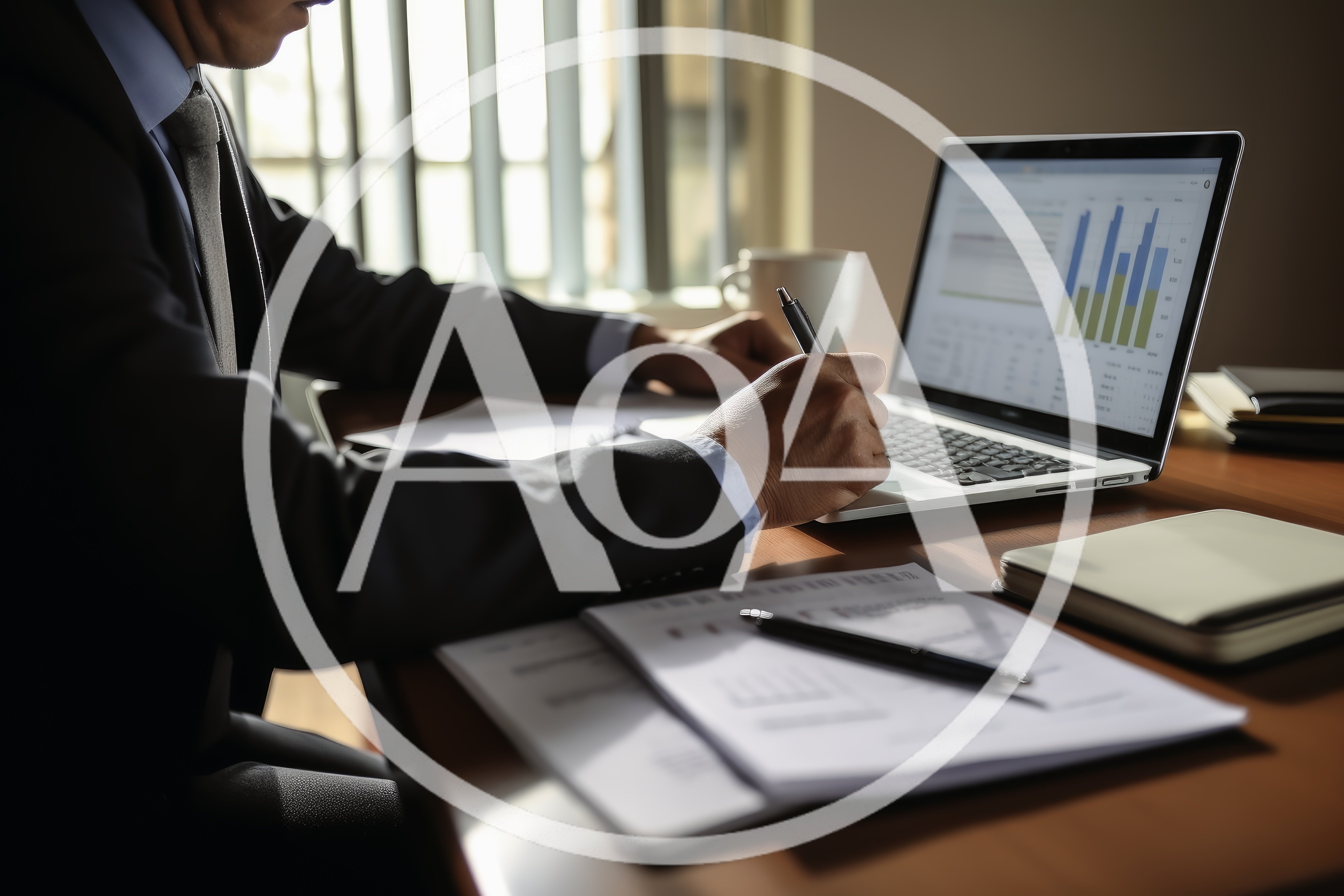 Professional Businessman Analyzing Financial Data On Laptop