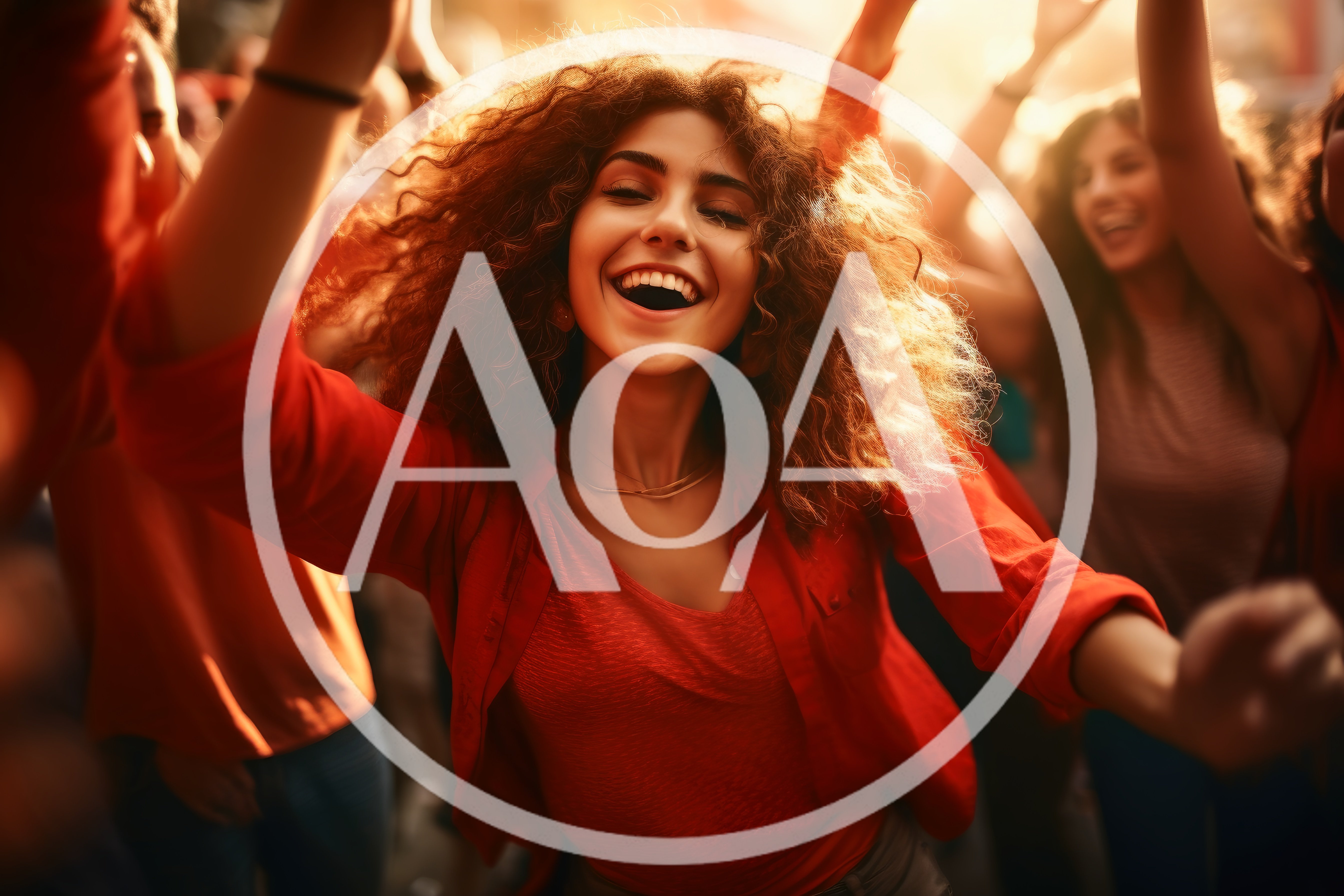 Young Woman Dancing Joyfully at an Outdoor Music Festival