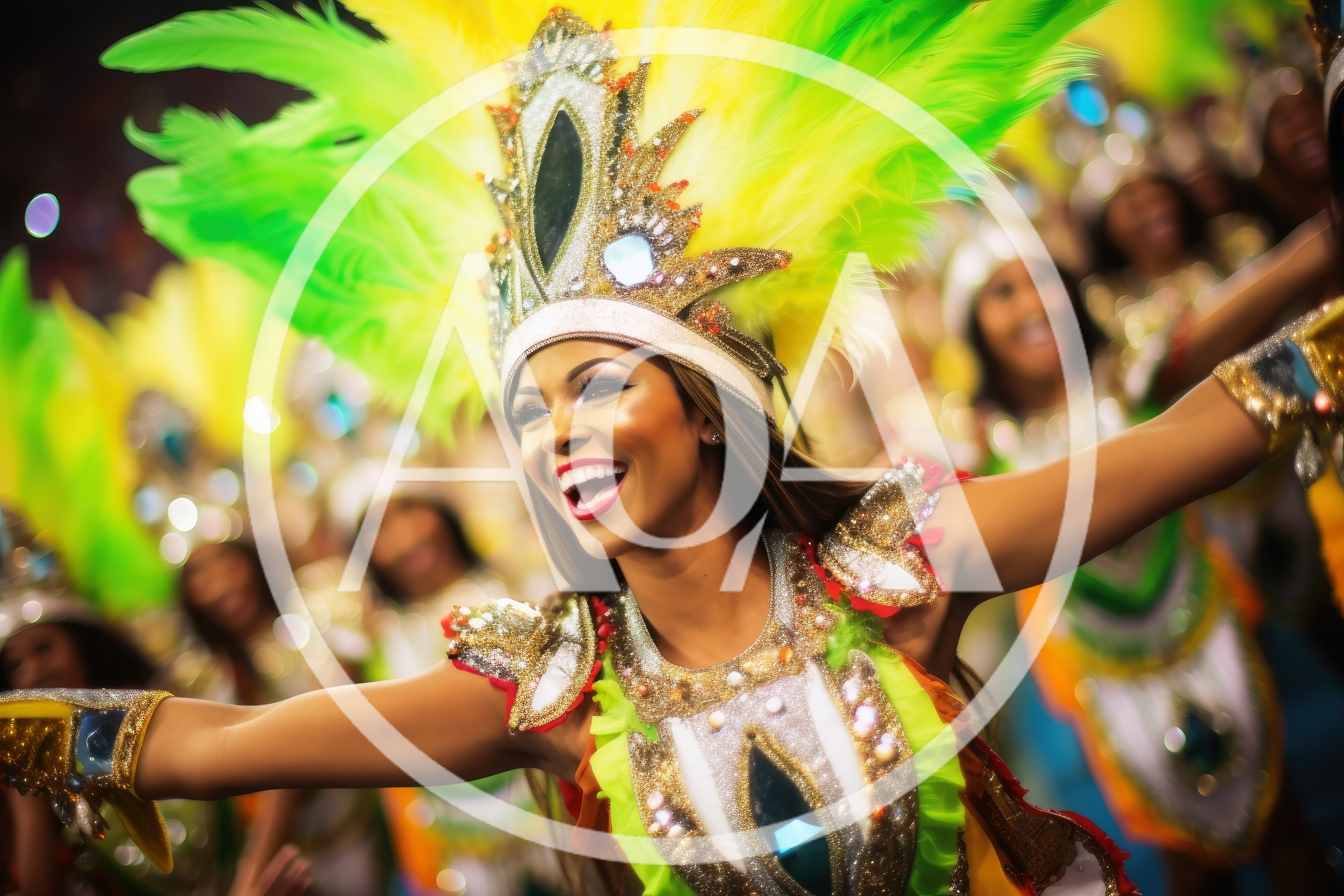 Smiling Carnival Dancer In Elaborate Costume