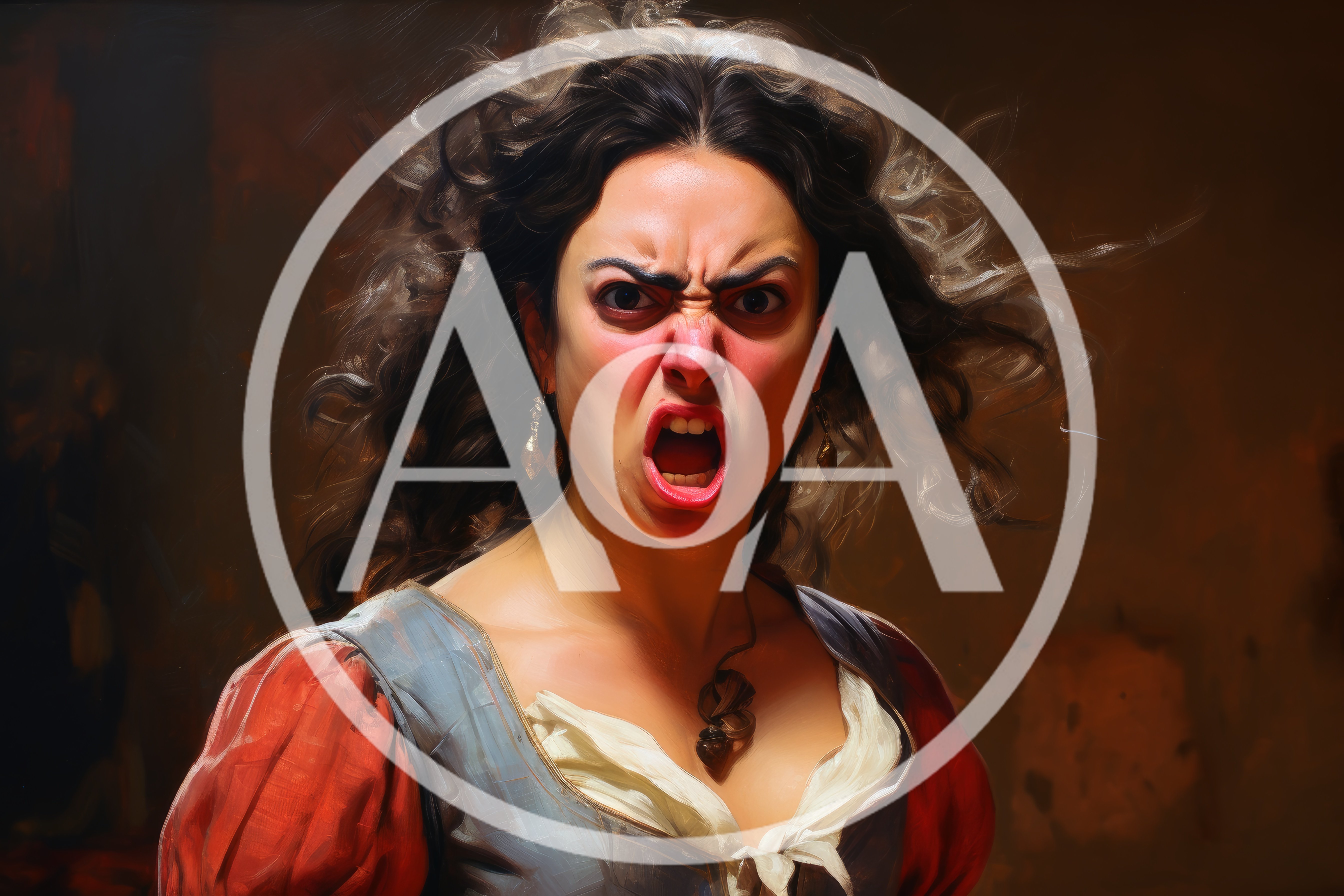 Portrait Of An Angry Woman Screaming In Rage