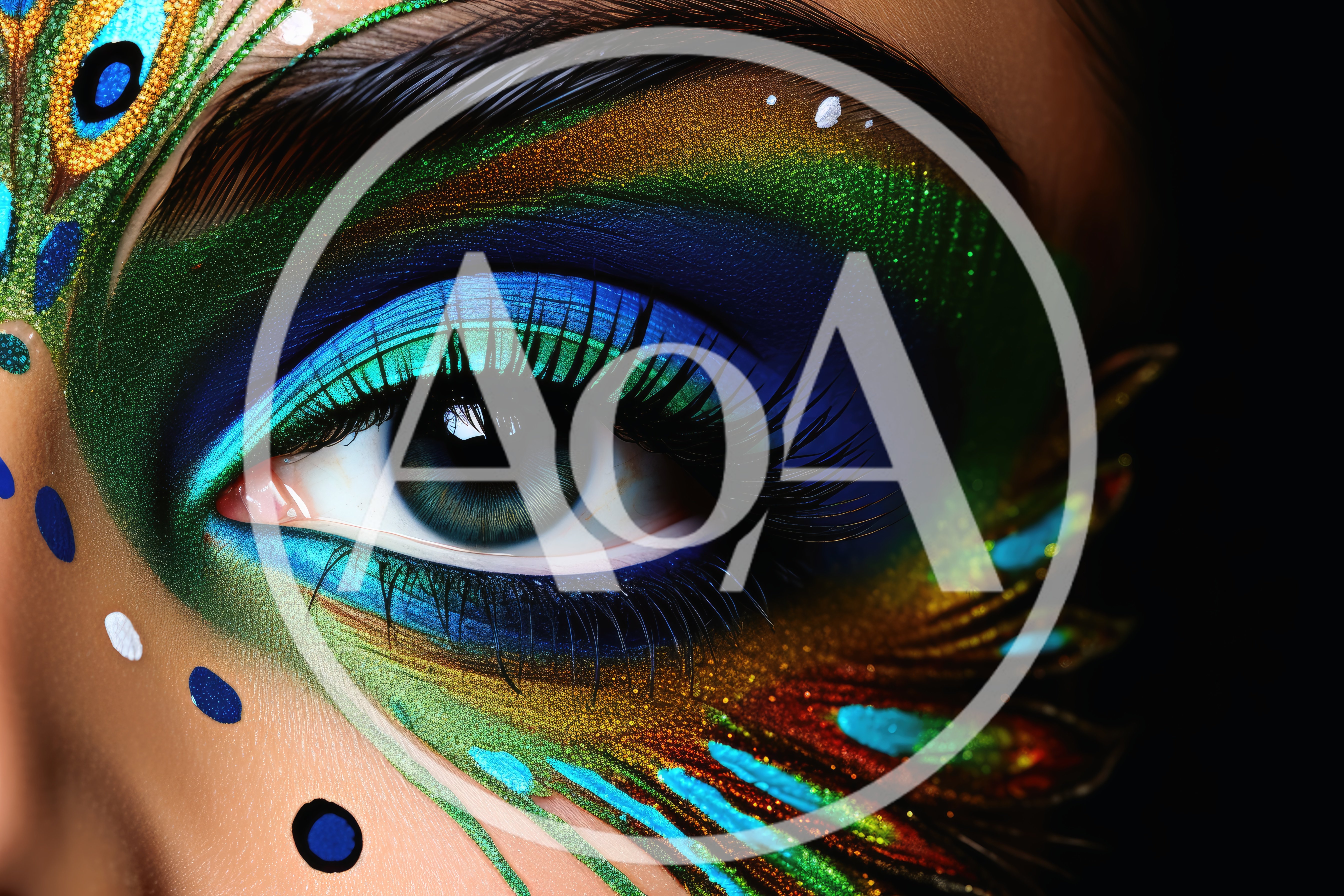 Extreme Close Up Of Peacock Inspired Eye Makeup