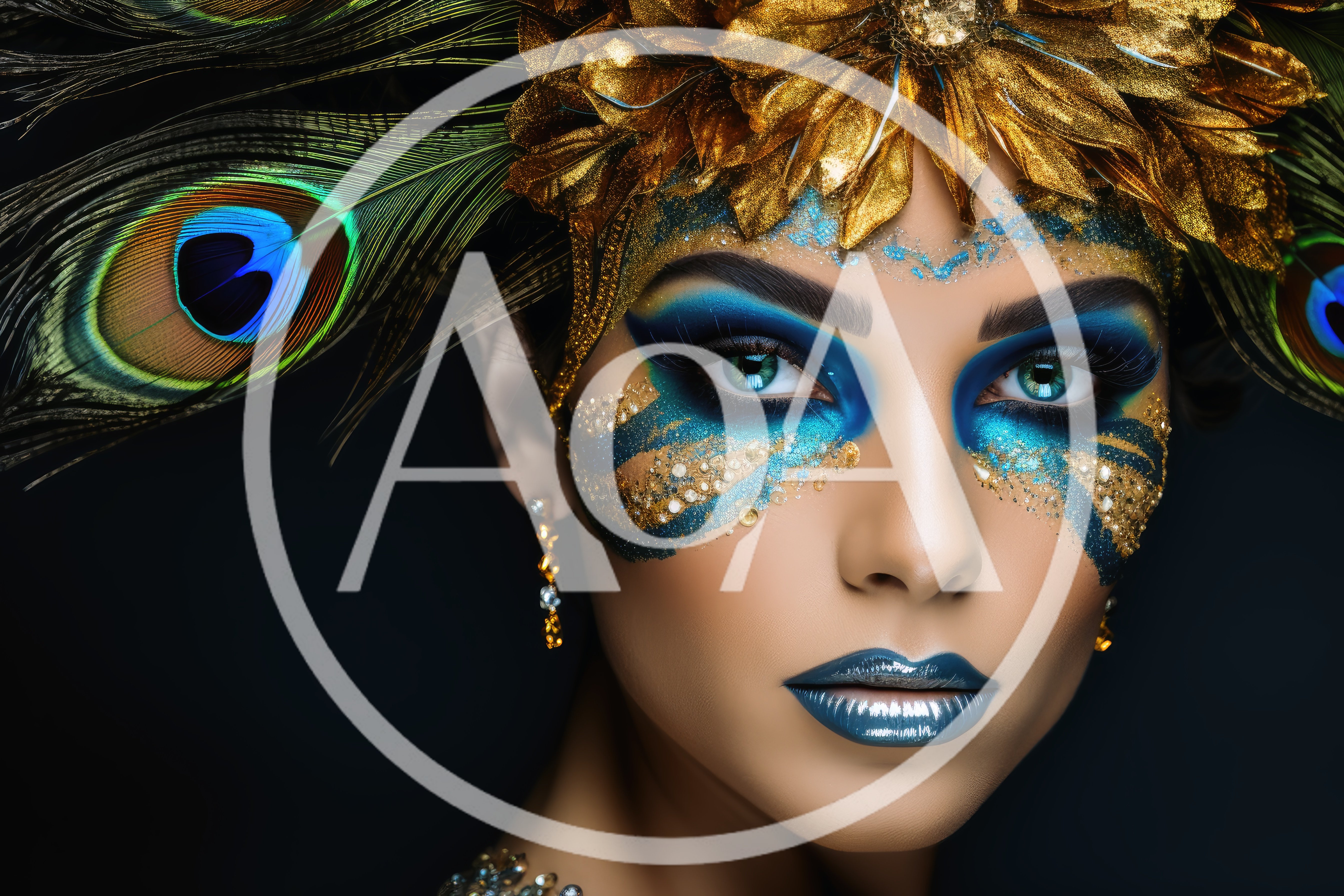 Portrait Of A Woman With Peacock Inspired Makeup