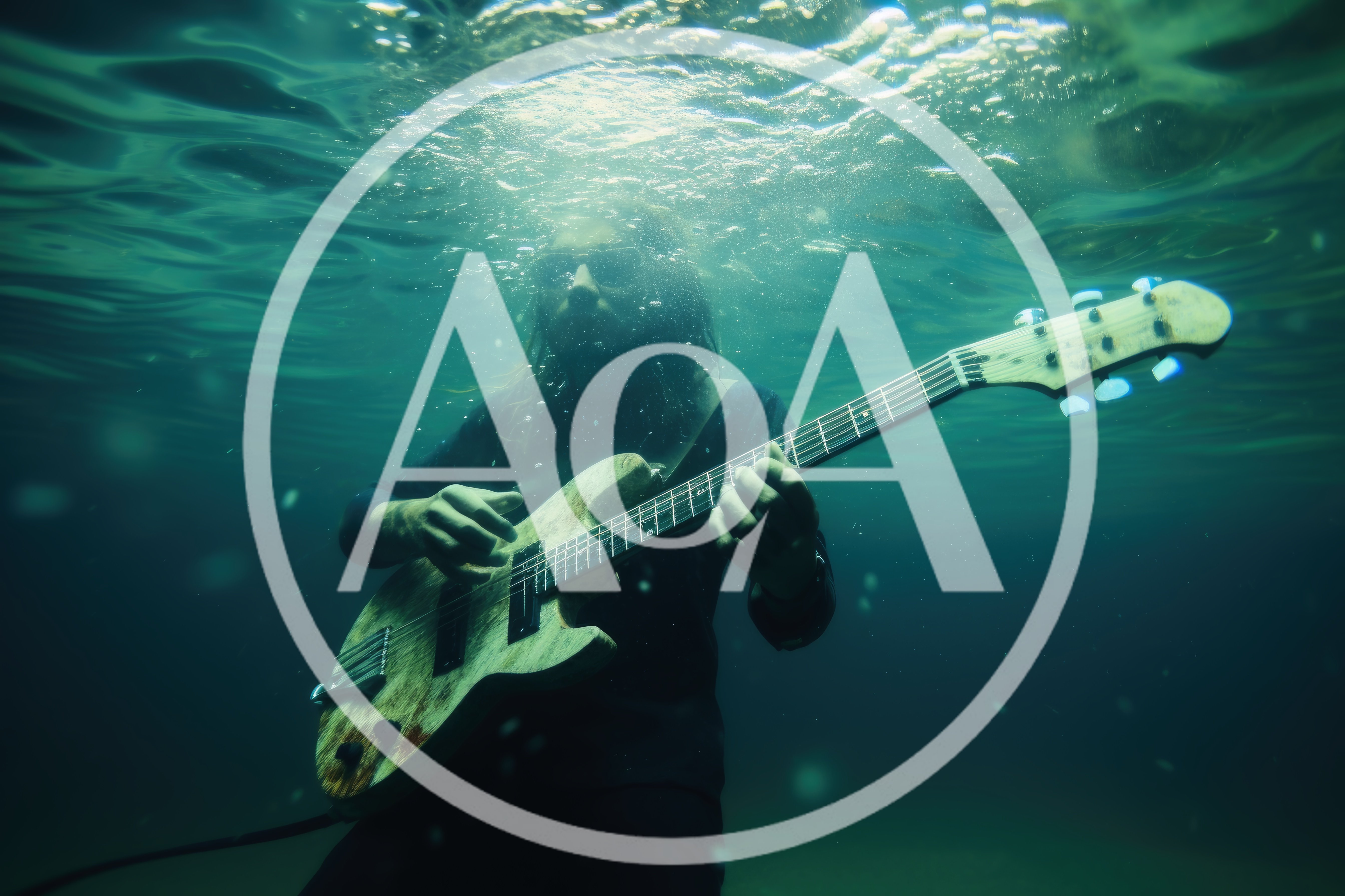 Man Playing Electric Guitar Underwater