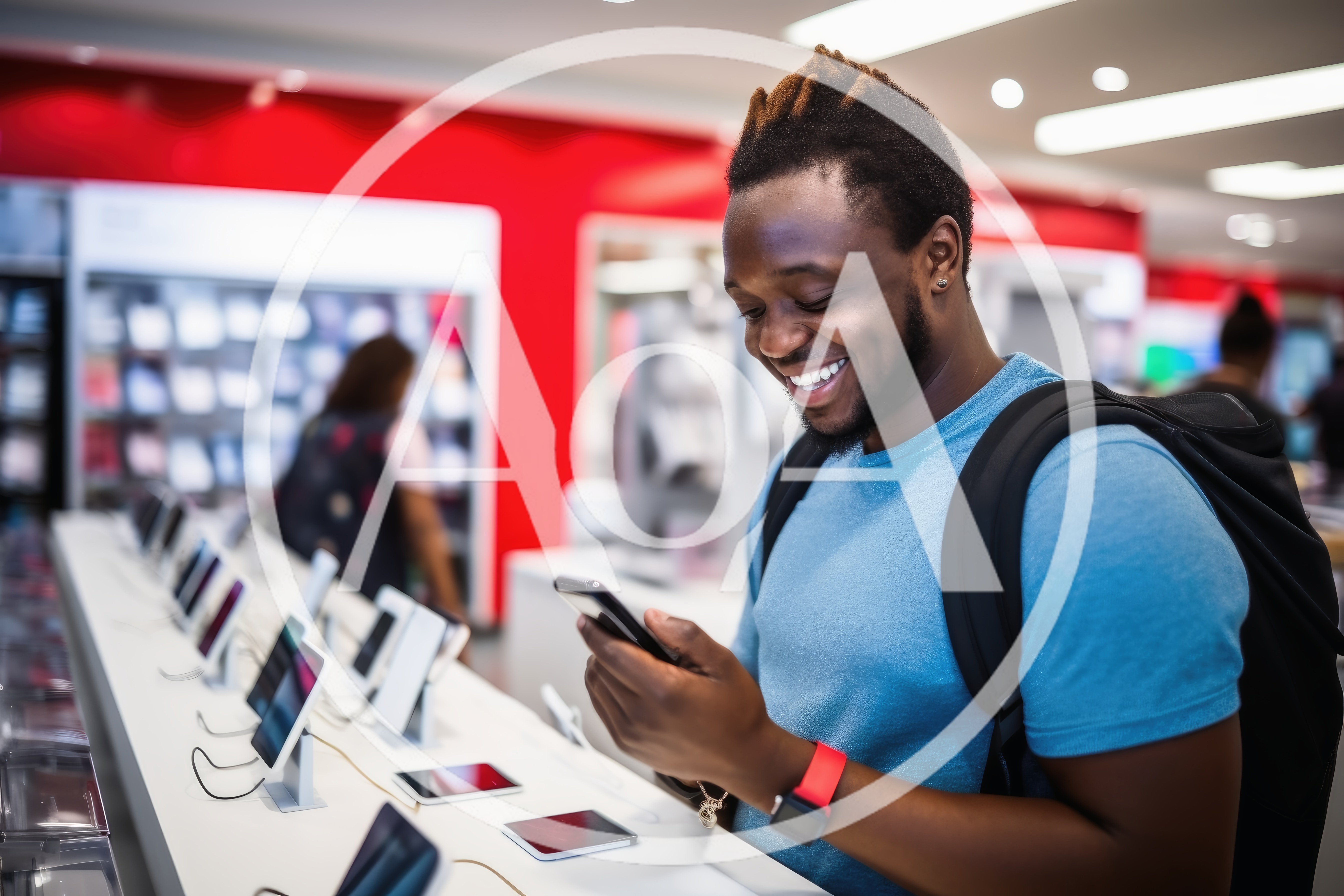 Young Man Shopping For Smartphones In Electronics Store