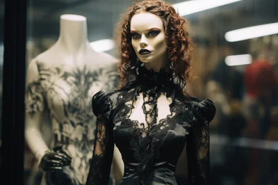 Gothic Mannequin Display In A Store Window
