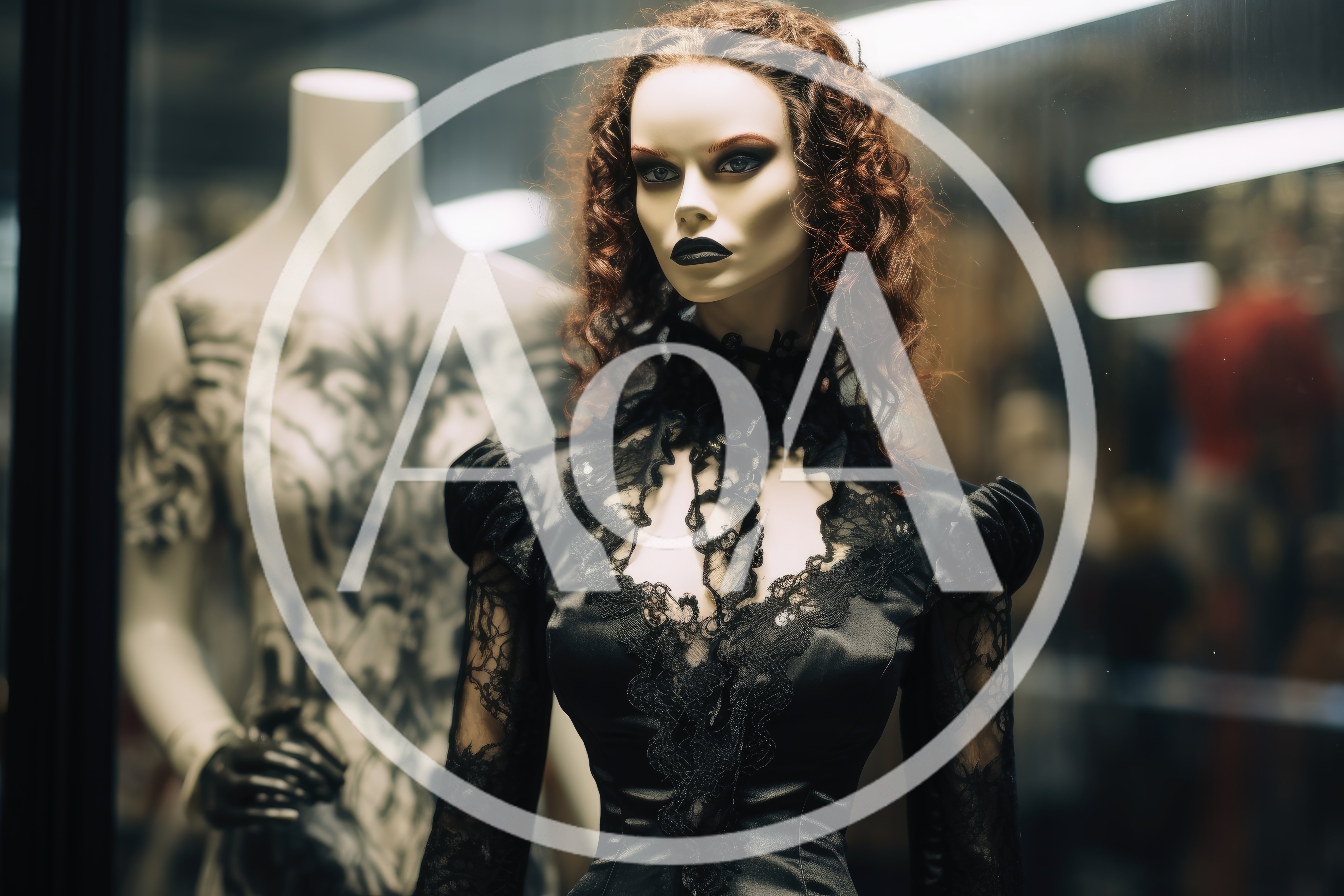 Gothic Mannequin Display In A Store Window