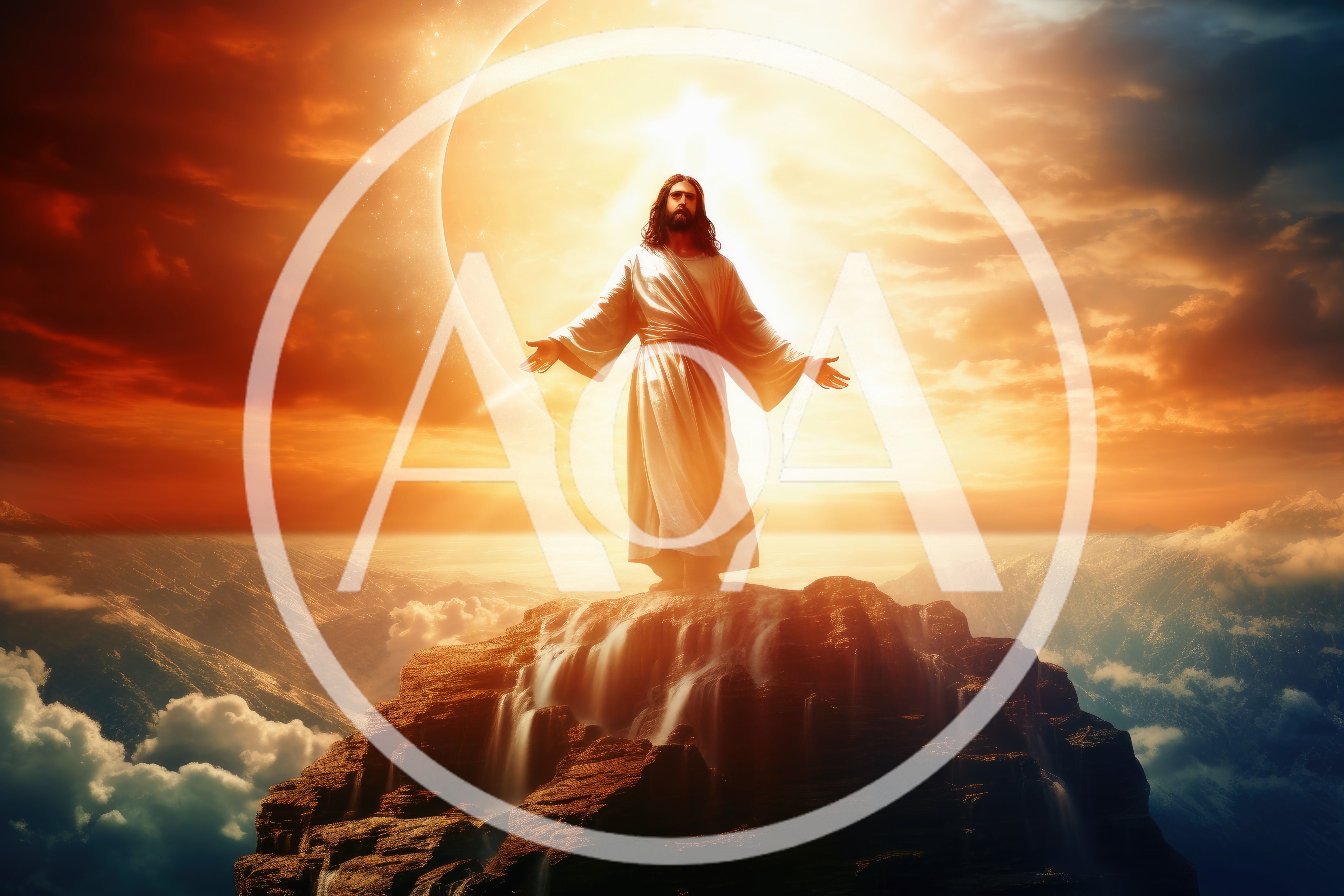 Jesus Christ Standing On A Mountain Peak