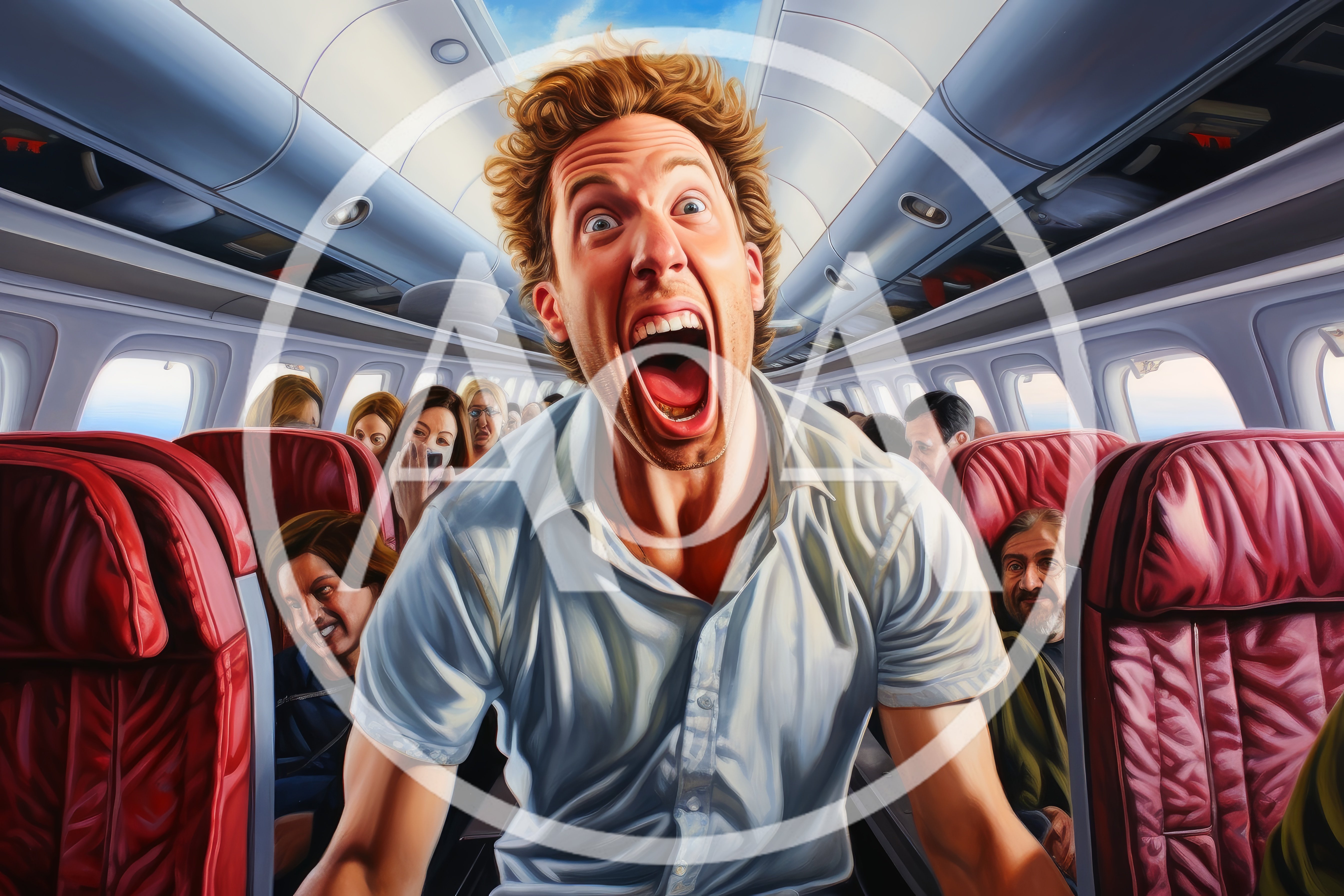 Man Screaming In Panic On Commercial Airplane