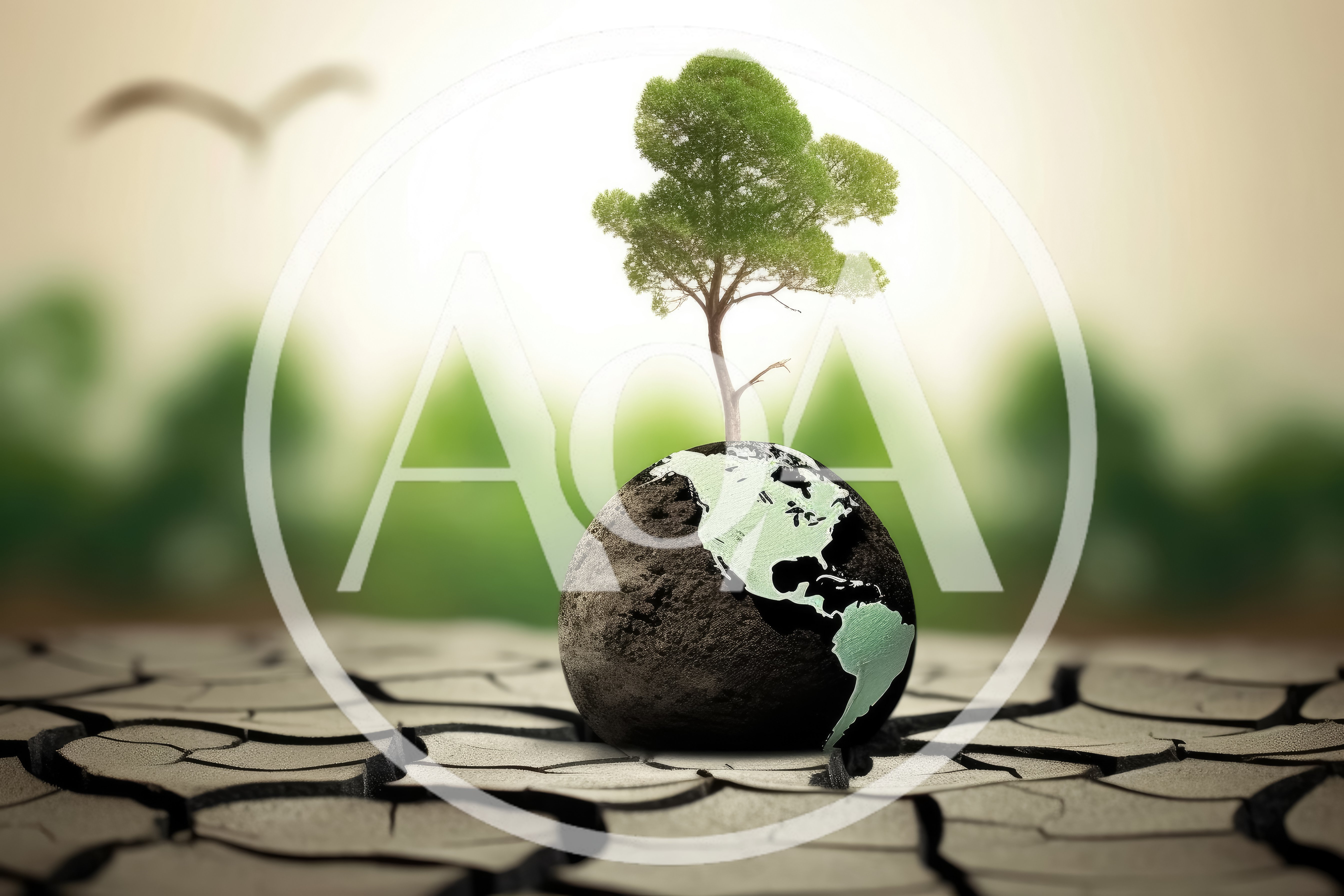 Small Tree Growing From A Globe On Cracked Earth