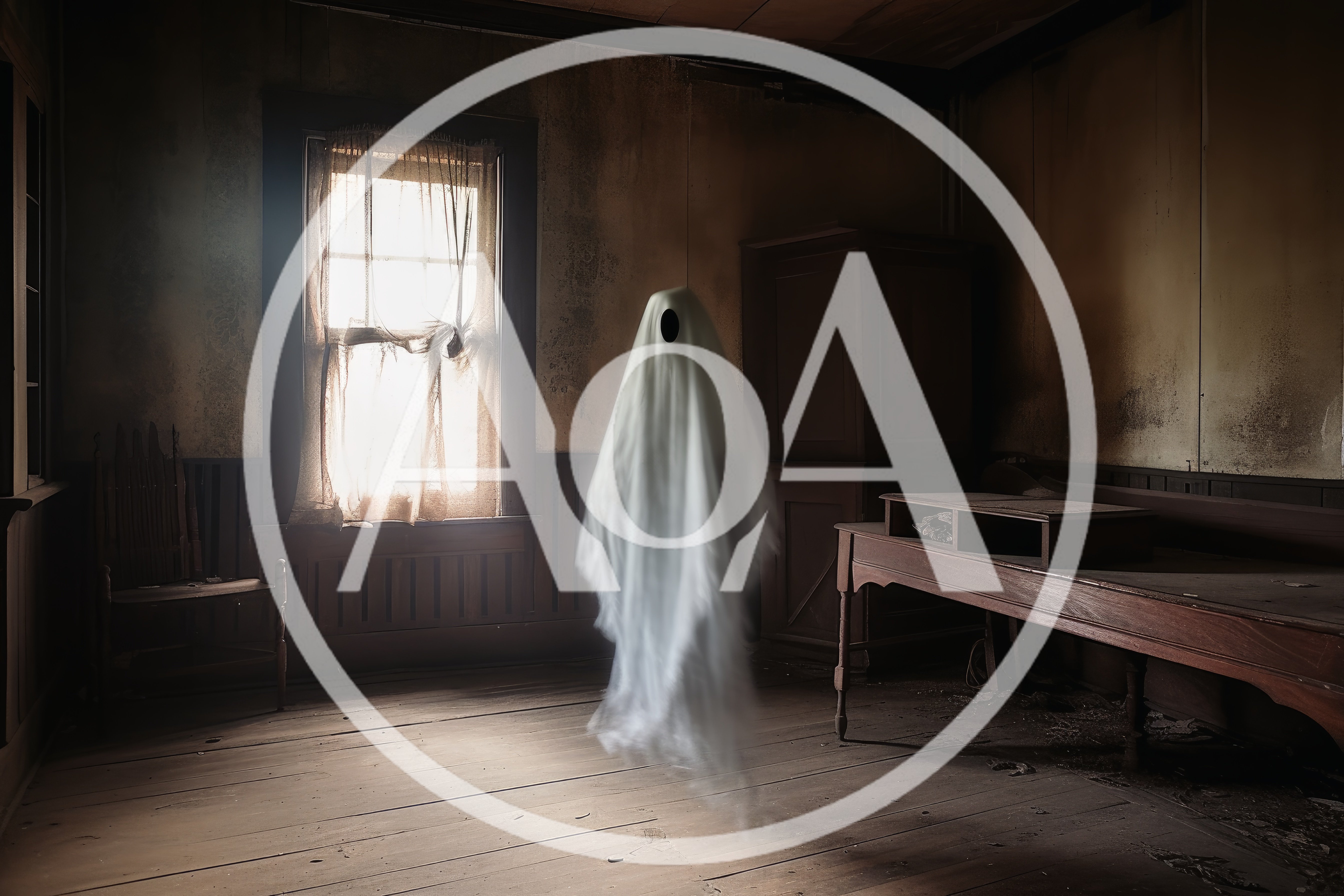 Ghostly Figure Floating In An Abandoned Room