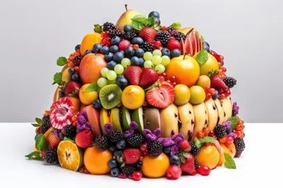 Large Decorative Fruit Arrangement On White Surface