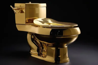 Luxurious Solid Gold Toilet on Black Background