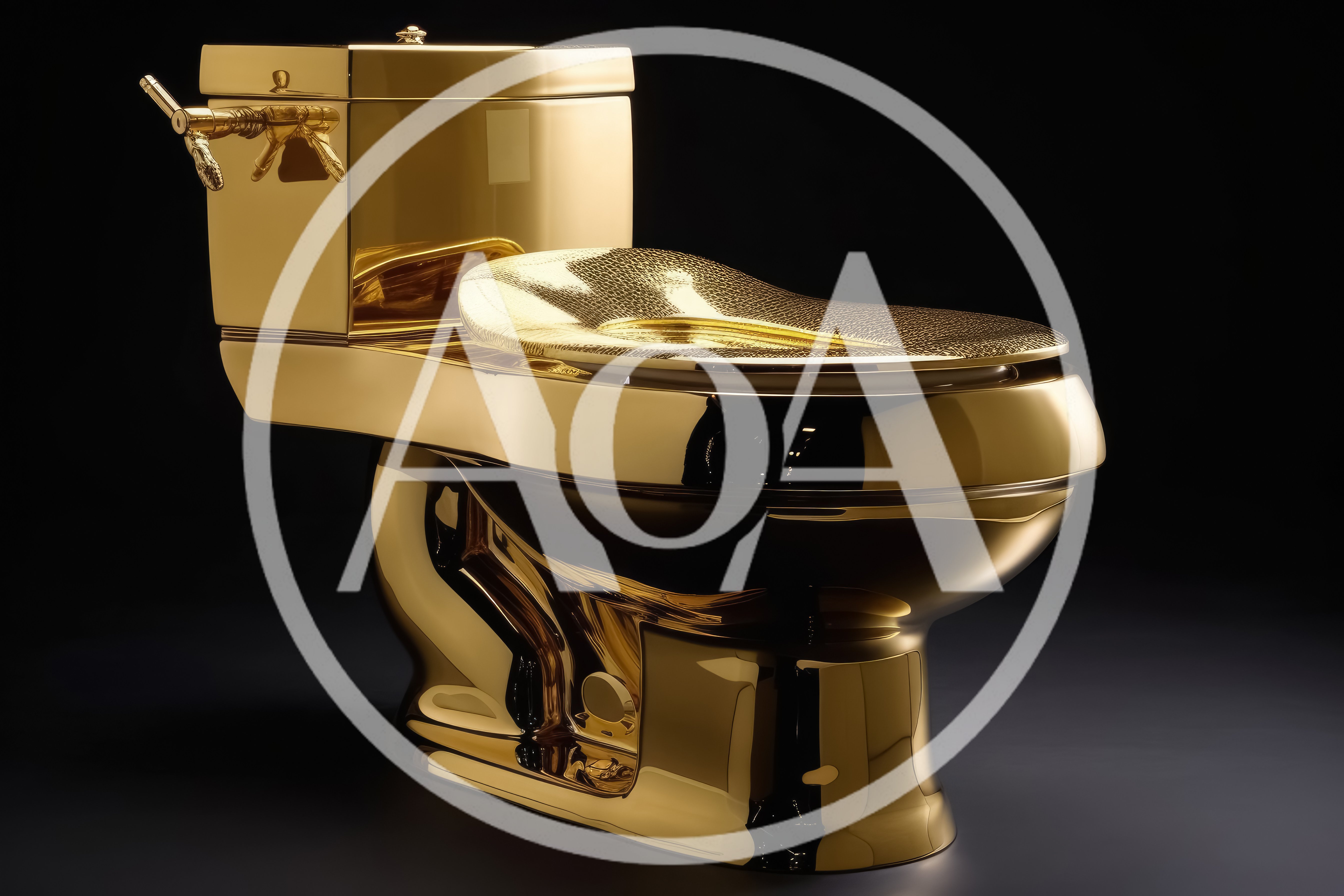 Luxurious Solid Gold Toilet on Black Background