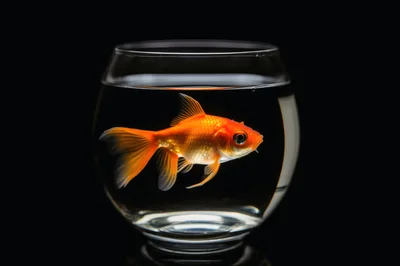 Goldfish Swimming Inside A Glass Bowl