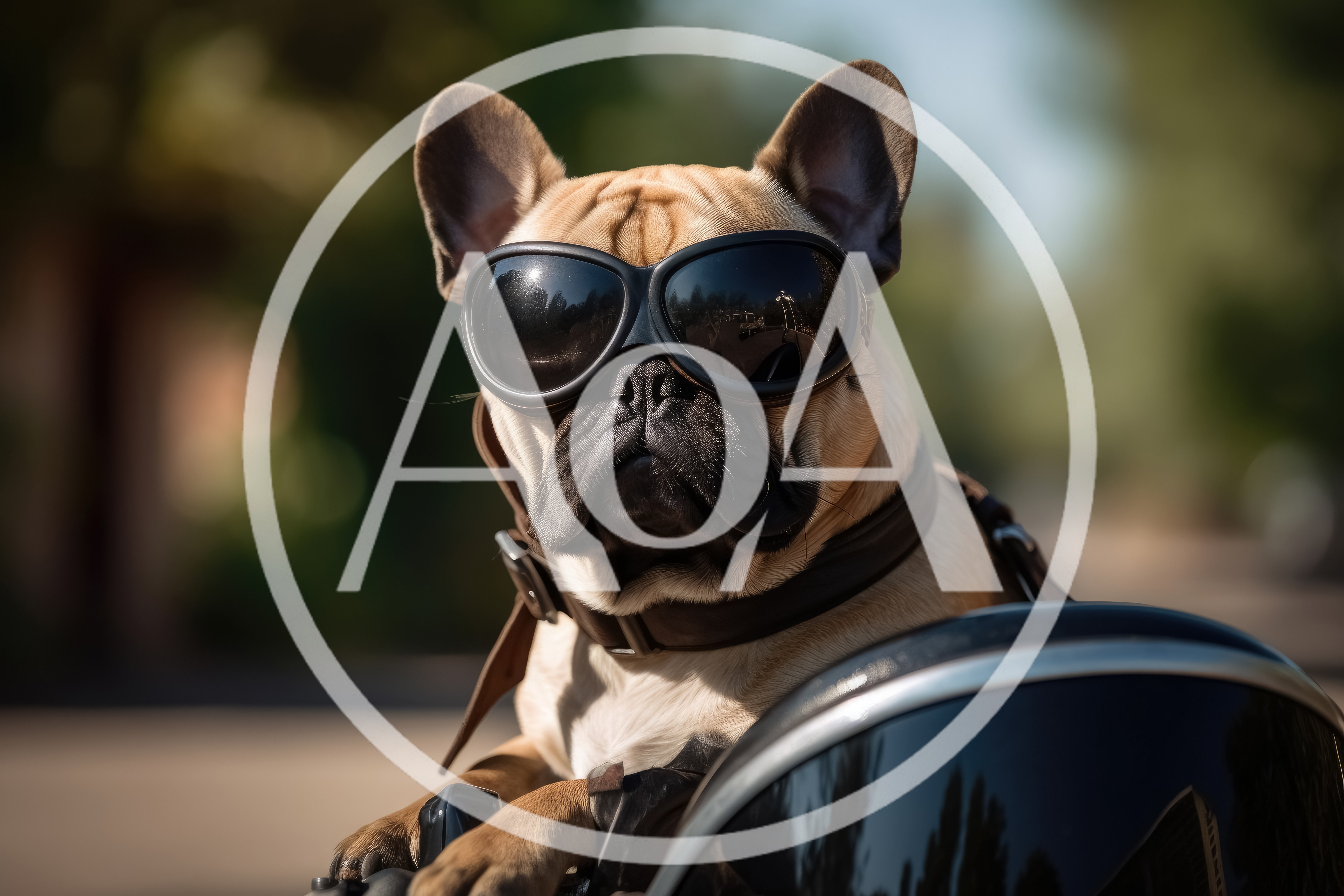 French Bulldog Wearing Goggles On A Motorcycle