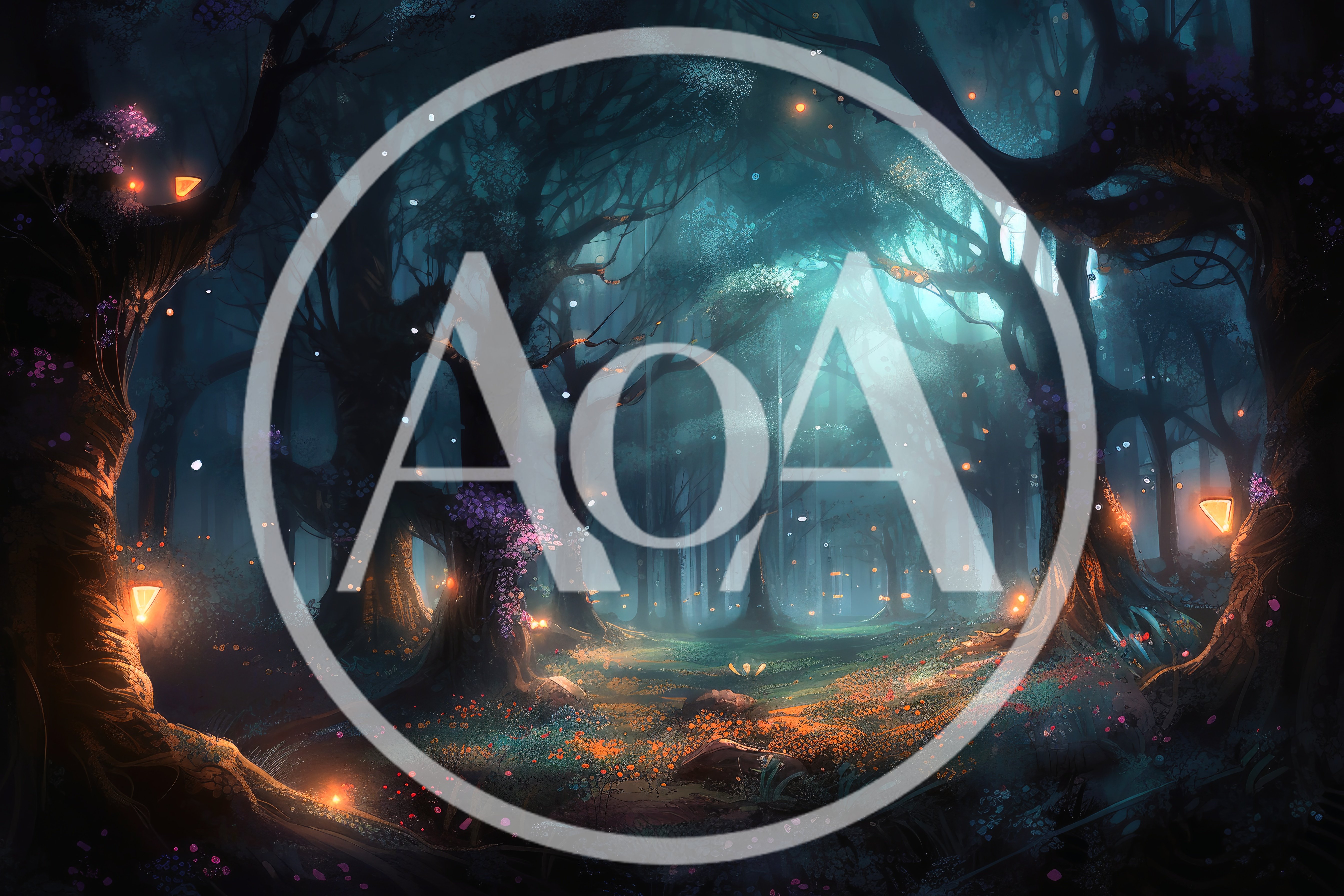 Enchanted Forest With Glowing Lights And Magical Atmosphere
