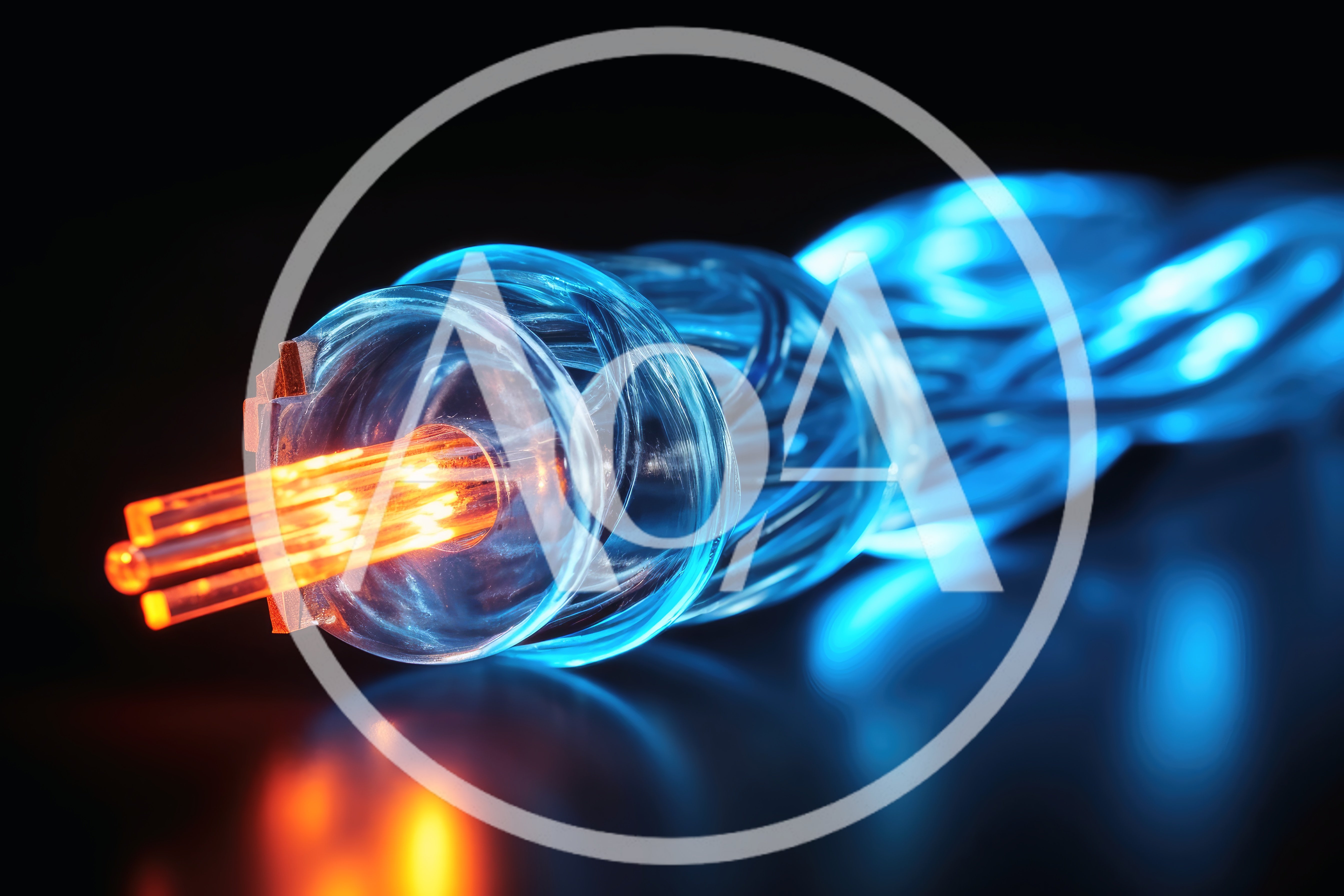 Glowing Fiber Optic Cable With Orange Light Core