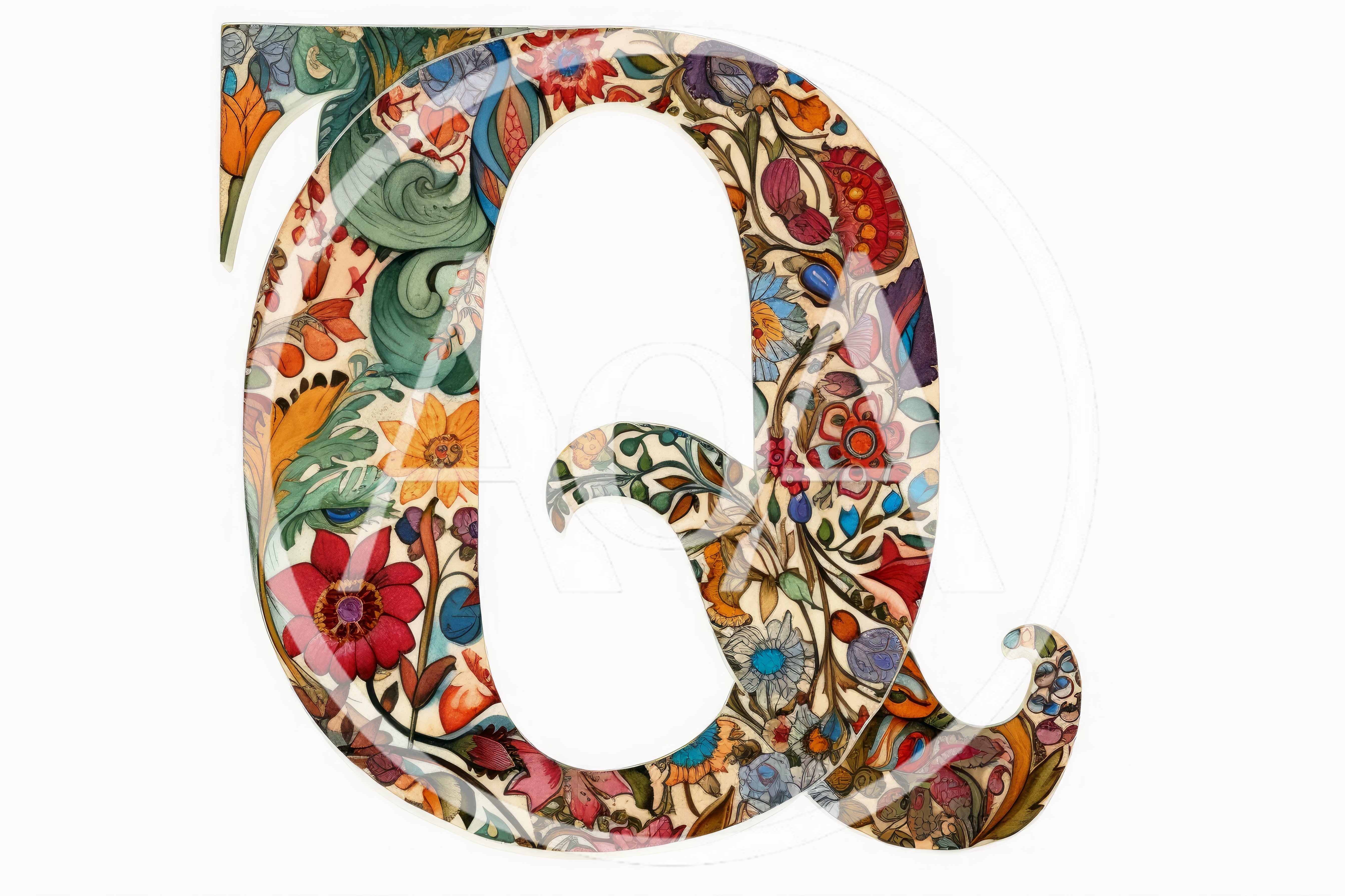 Decorative Floral Letter Q Illustration