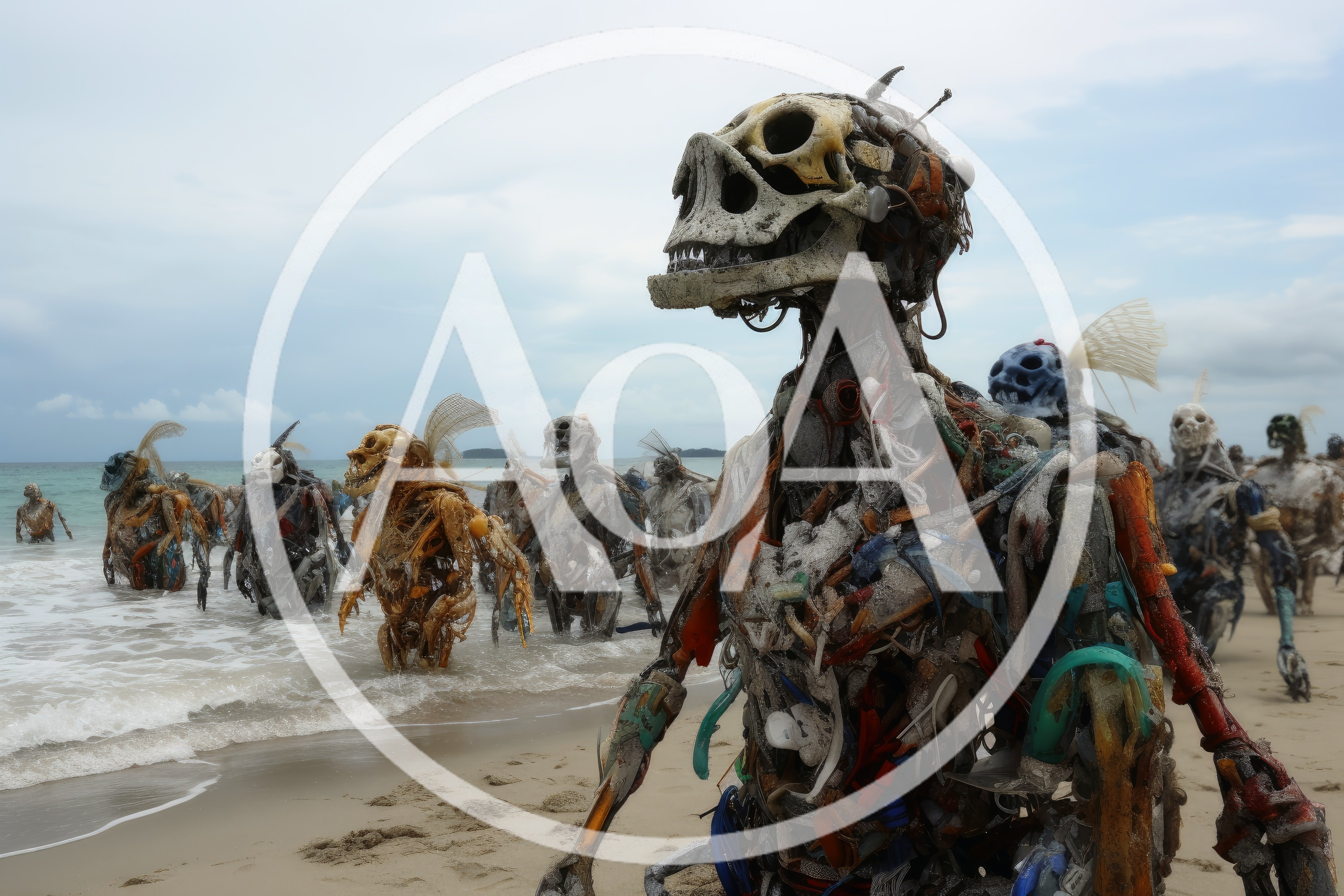 Surreal Sculptures Of Trash Monsters Emerging From The Ocean