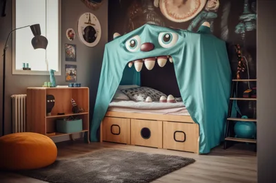 Whimsical Monster Themed Children Bedroom Interior