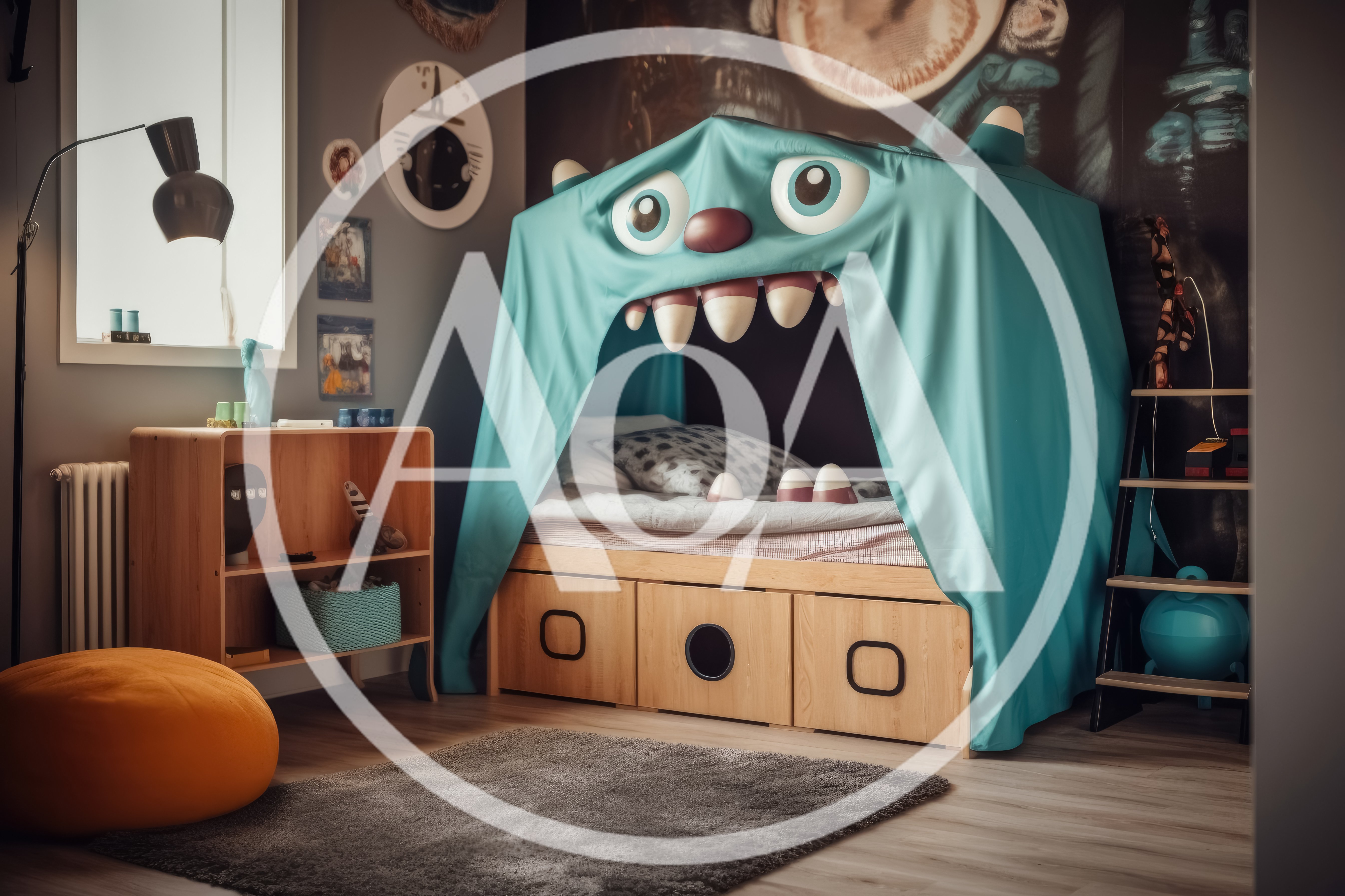 Whimsical Monster Themed Children Bedroom Interior