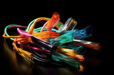 Colorful Translucent Plastic Tubing Bundled Together