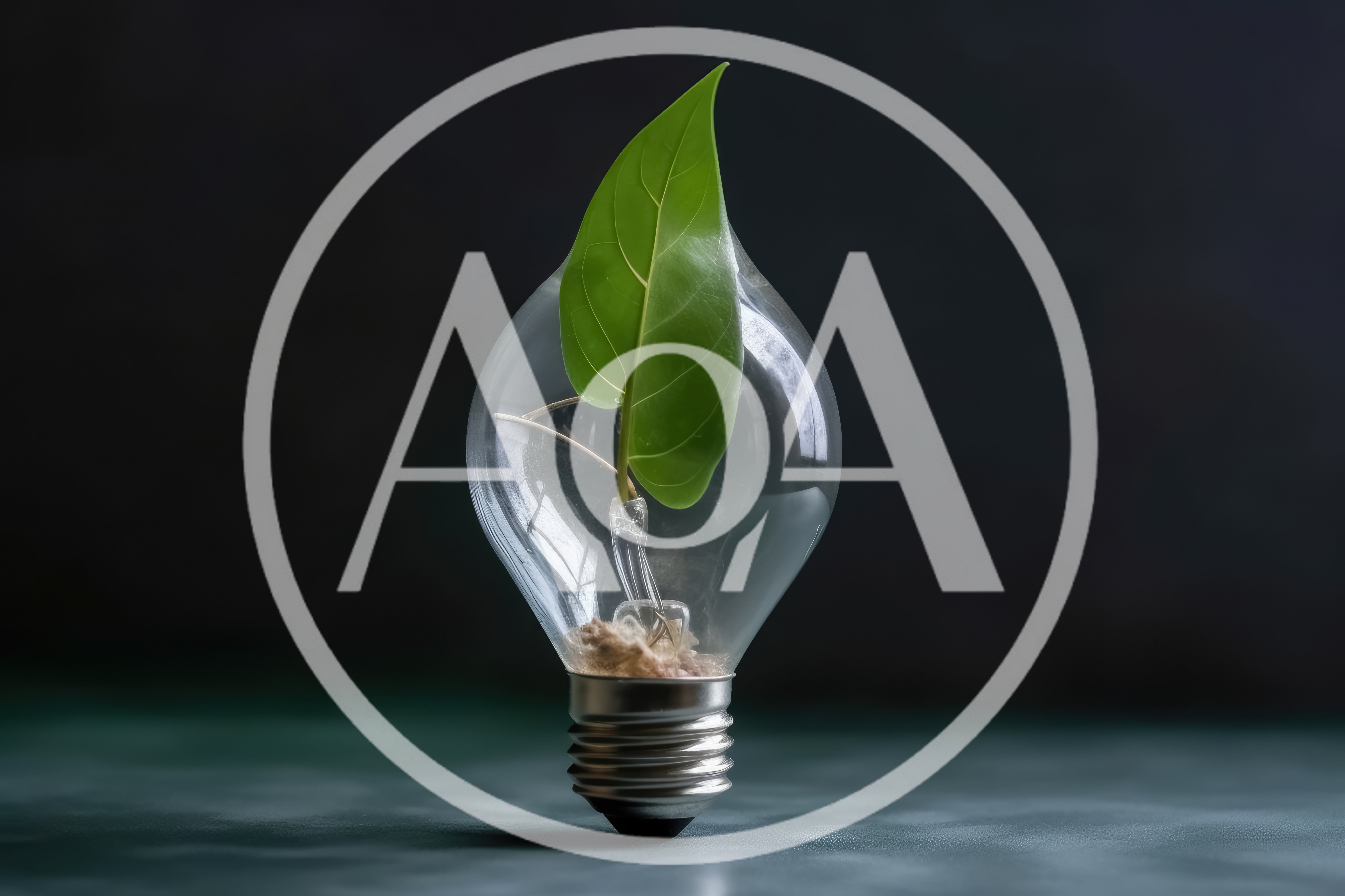 Green Leaf Growing Inside A Glass Light Bulb
