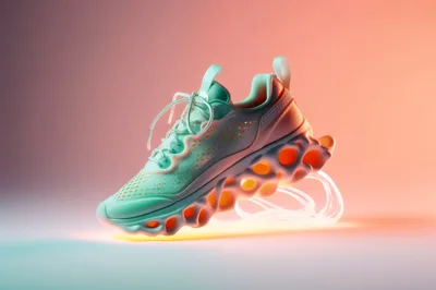 Futuristic Mint Green Running Shoe With Glowing Sole